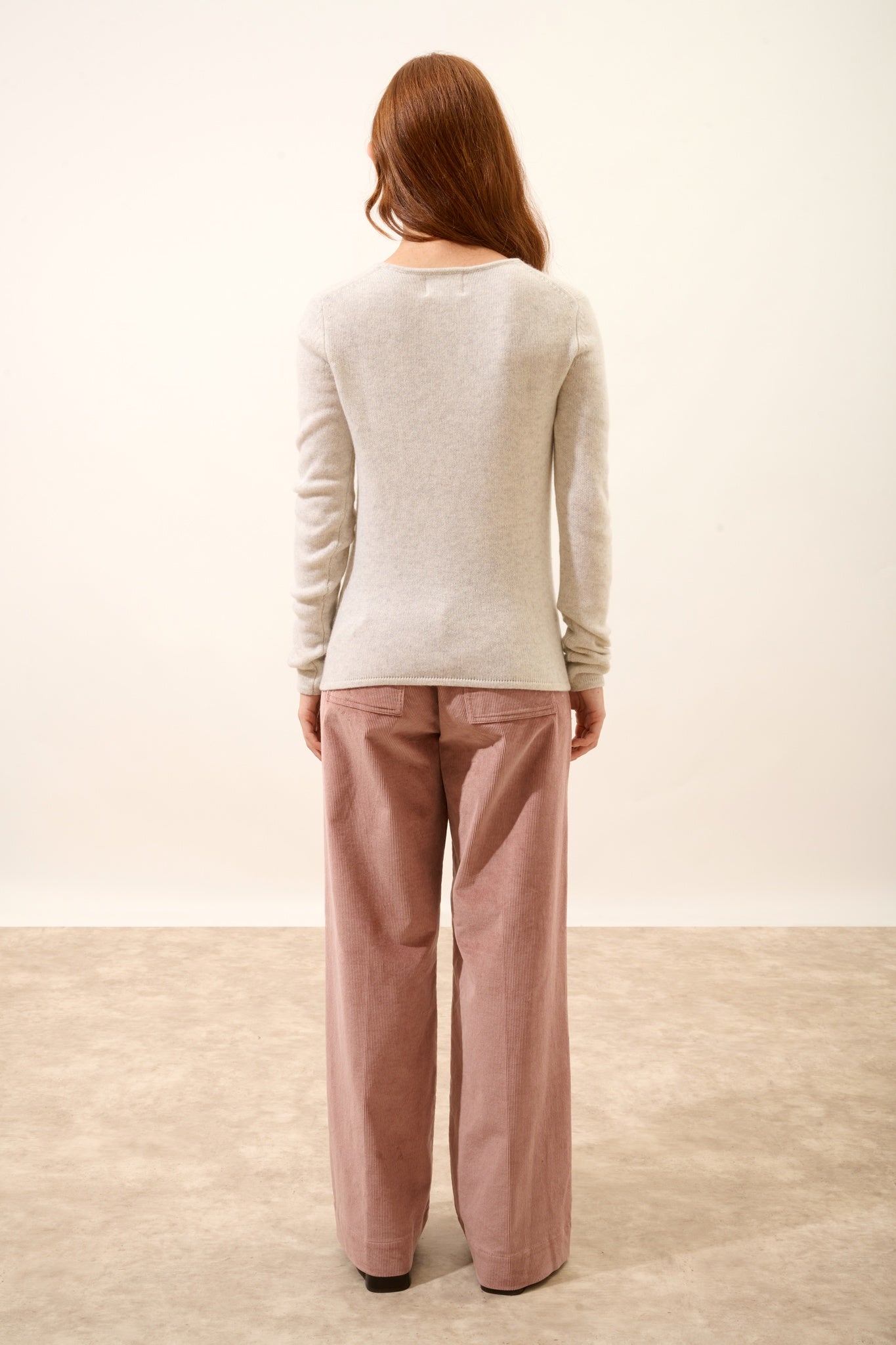 JOYCE pull col rond 4 fils gris perle chiné