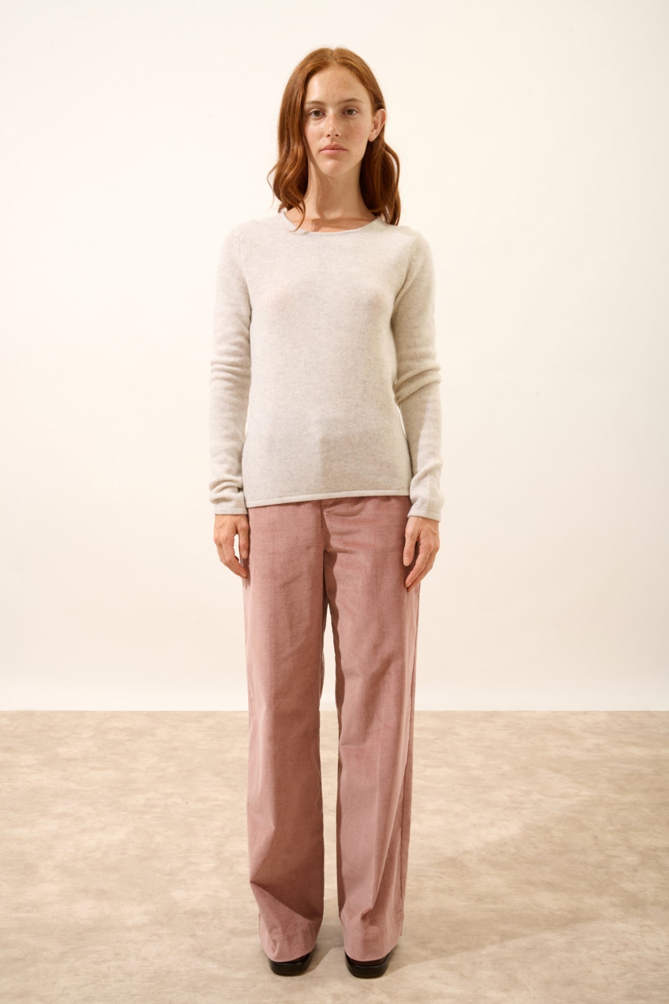 joyce pull col rond 4 fils gris perle chiné 100% cachemire