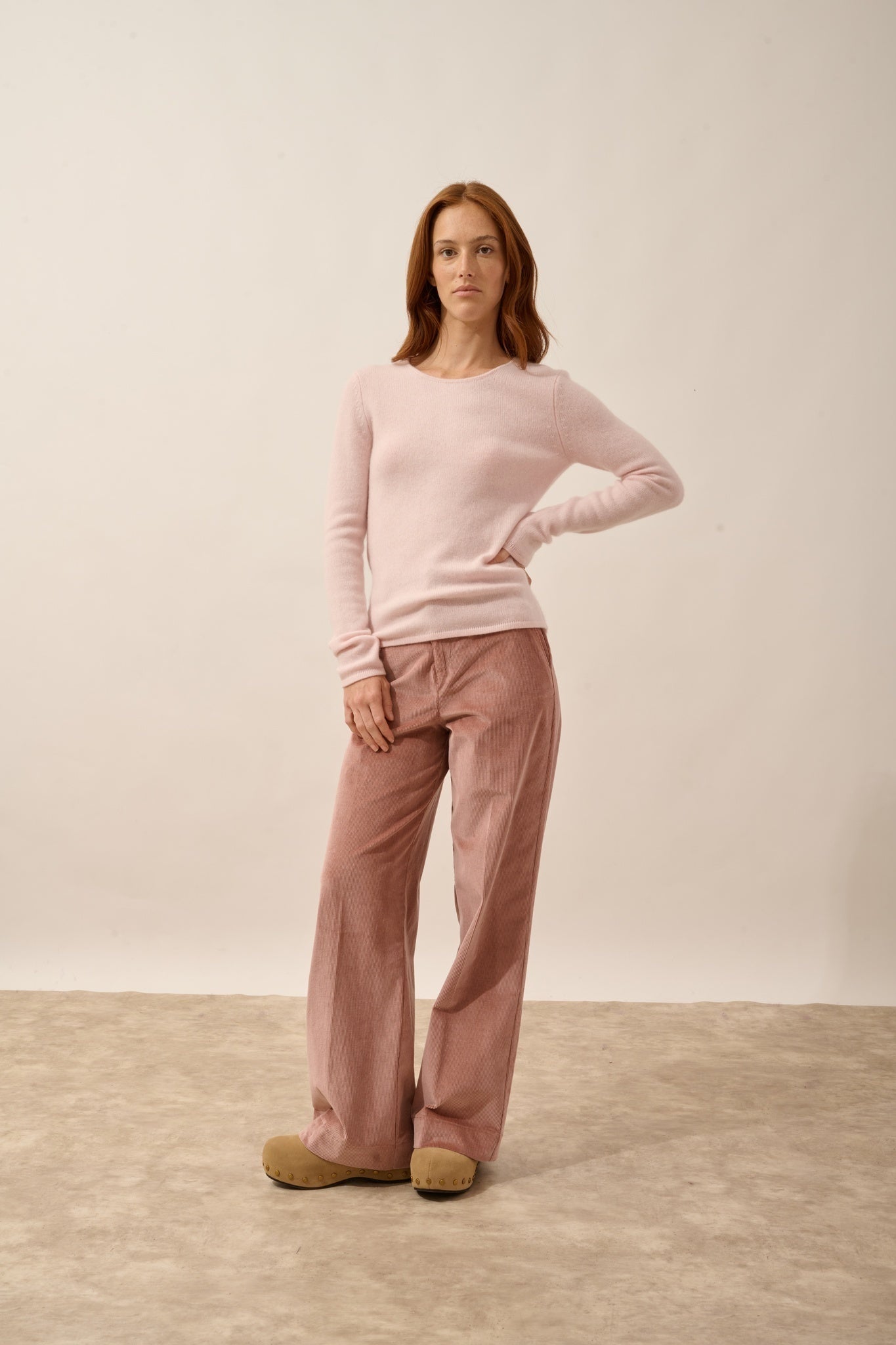 JOYCE pull col rond 4 fils poudre