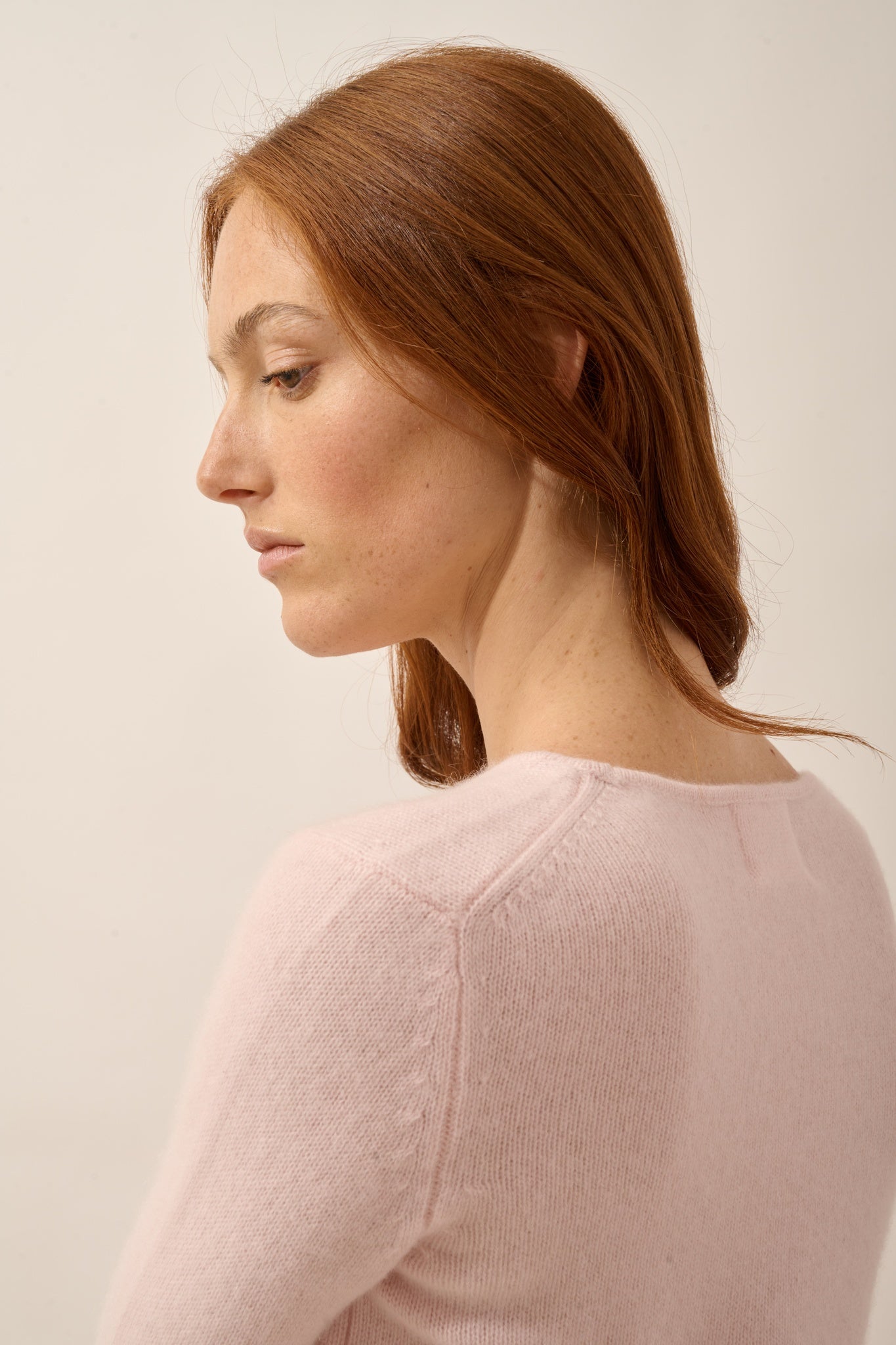 JOYCE pull col rond 4 fils poudre