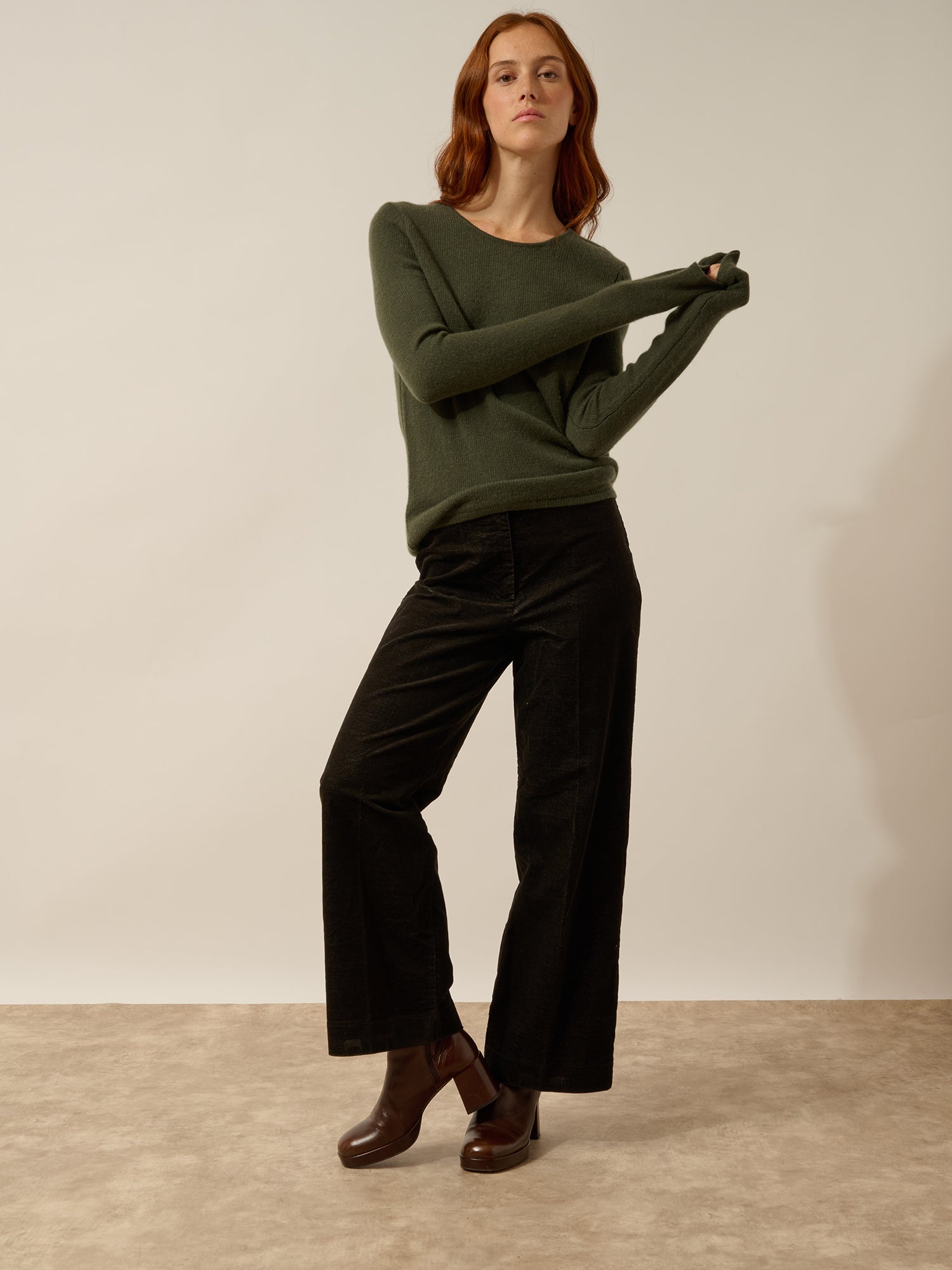 JOYCE round-neck sweater khaki