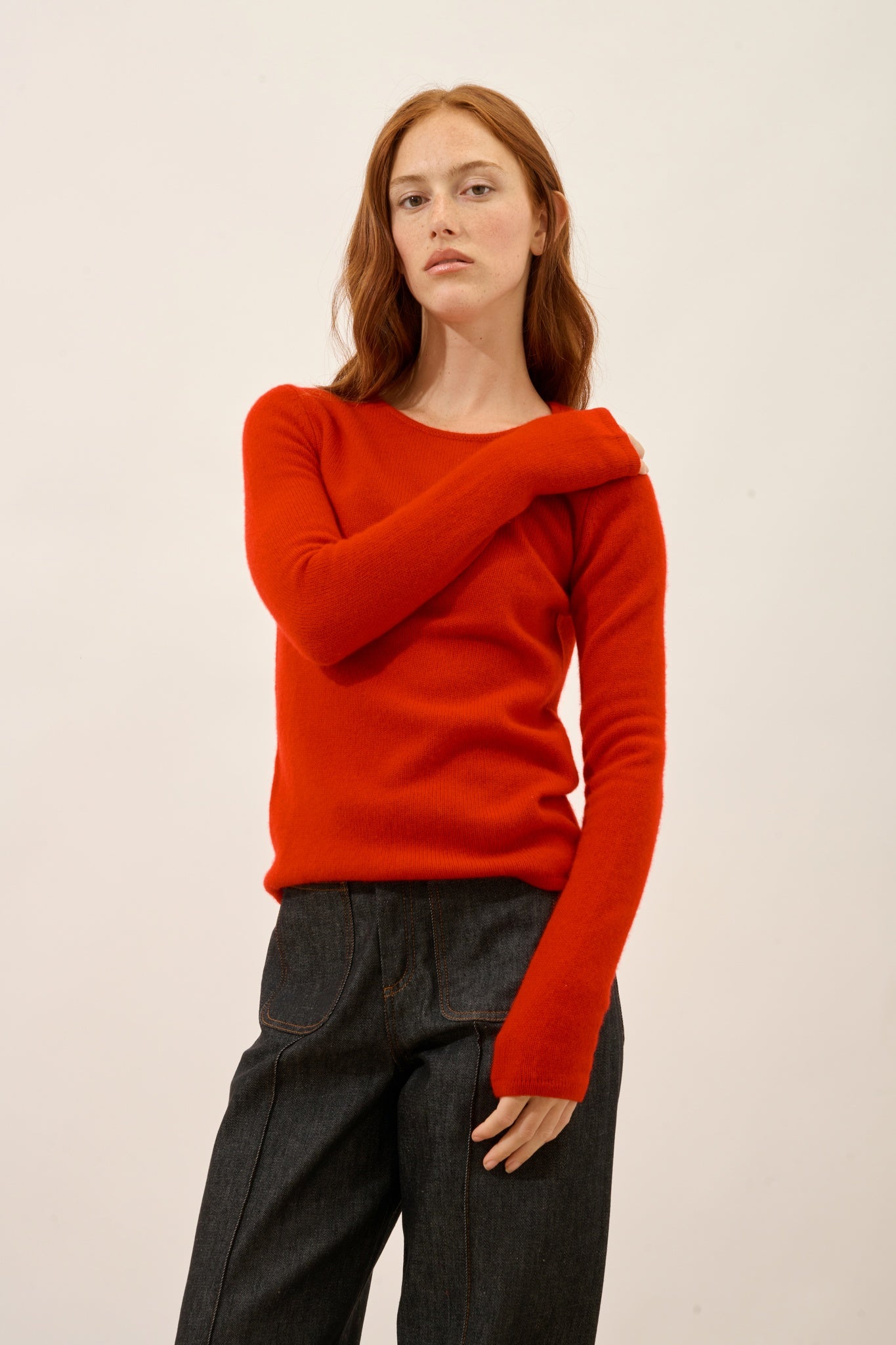 JOYCE pull col rond rouge