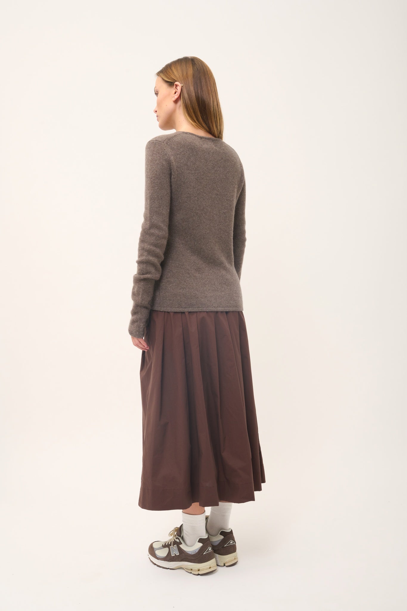 JOYCE pull col rond taupe chiné