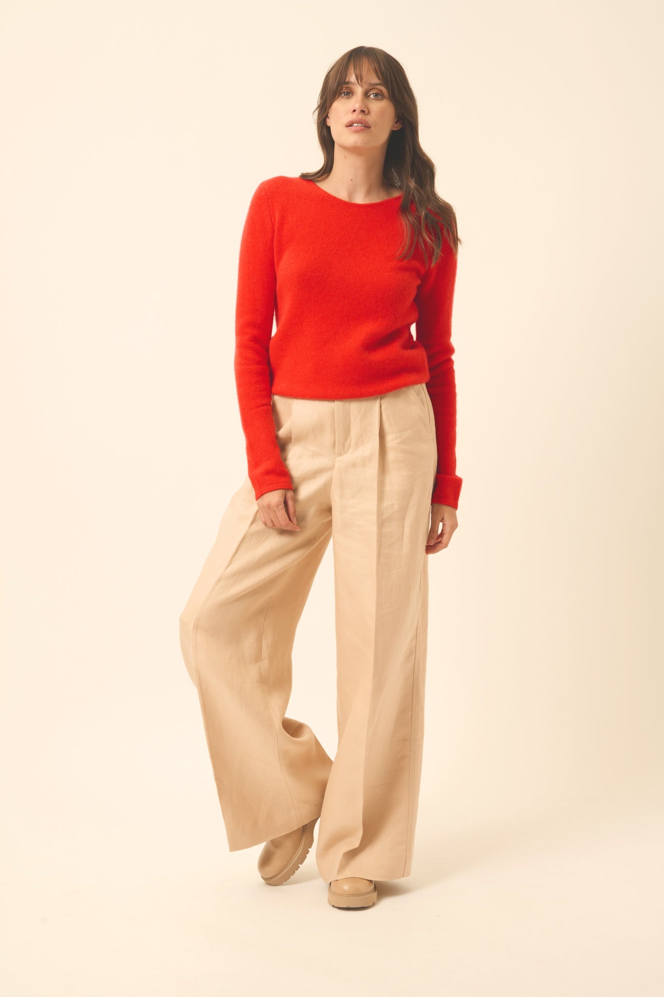 JOYCE pull col rond tomate