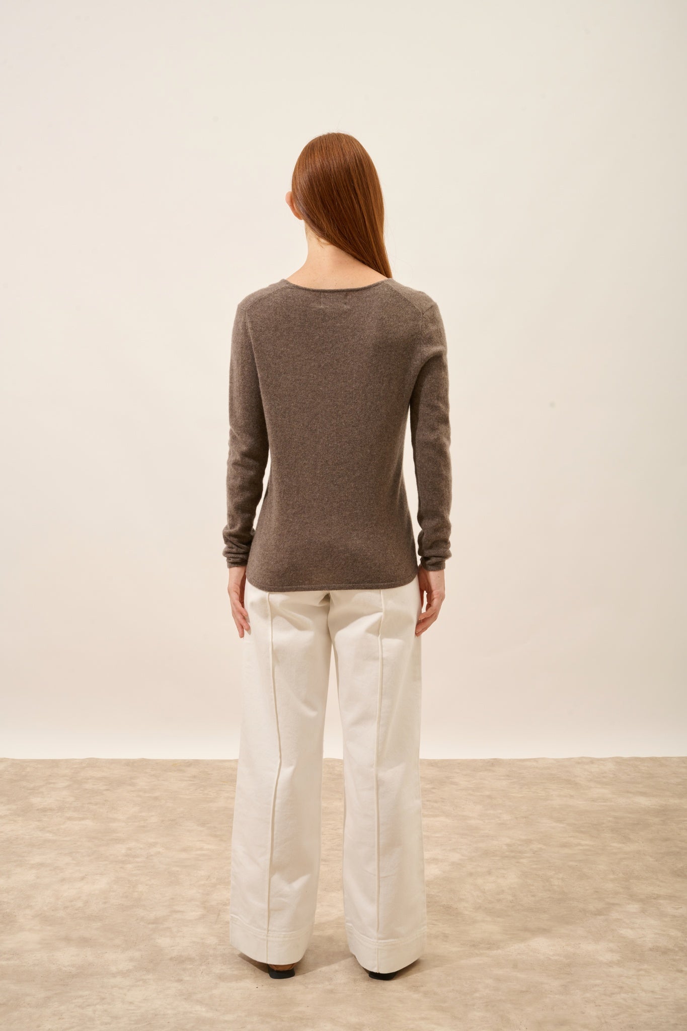 JOAN pull col v taupe chiné