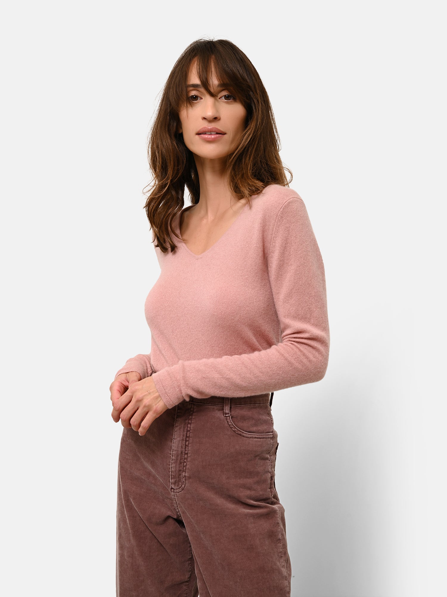 JOAN pull col v bois de rose