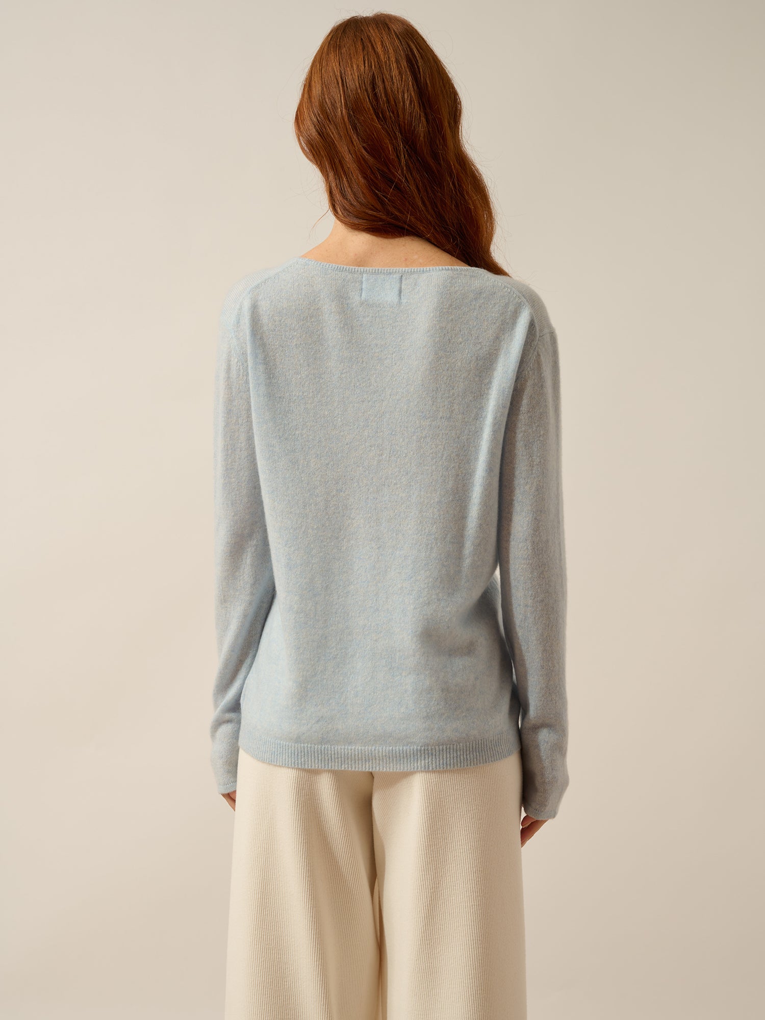 FIONA pull col bateau bleu clair chiné