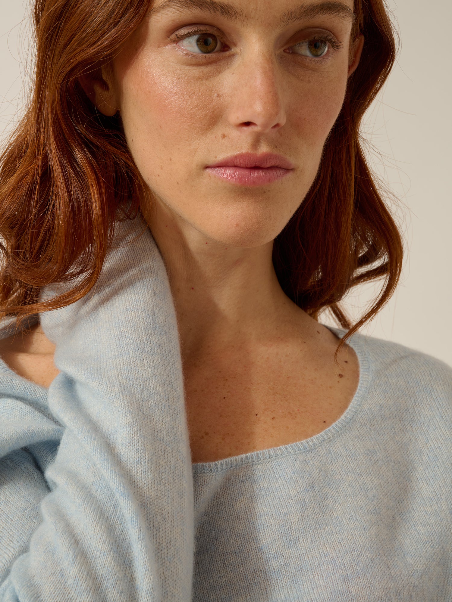 FIONA pull col bateau bleu clair chiné