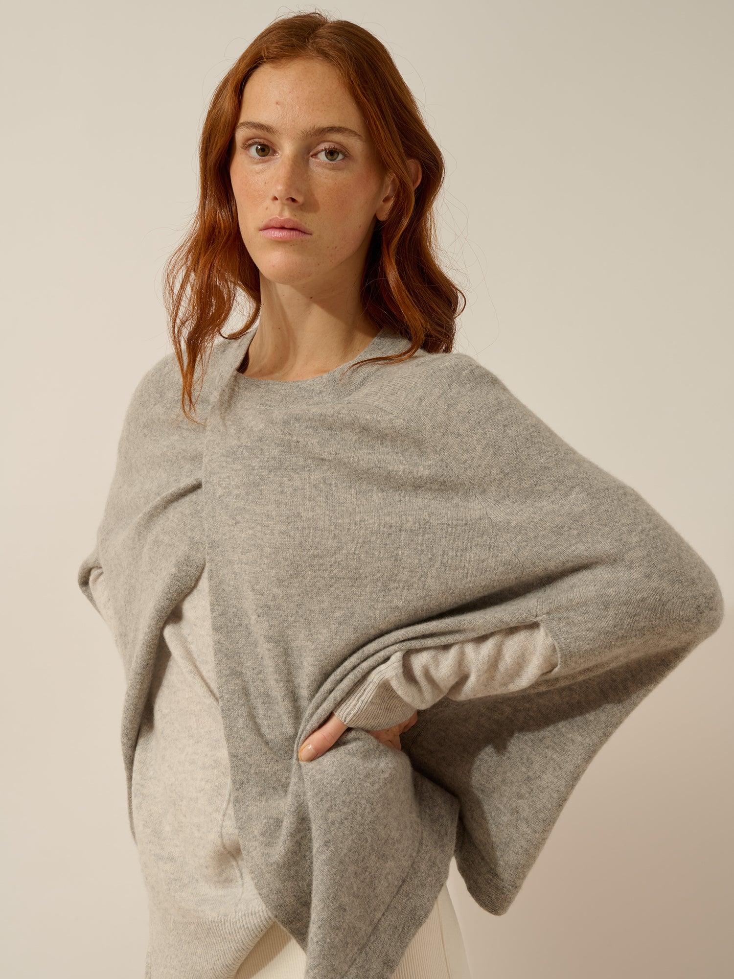 ALLOA cape ouverte col rond nuage chiné