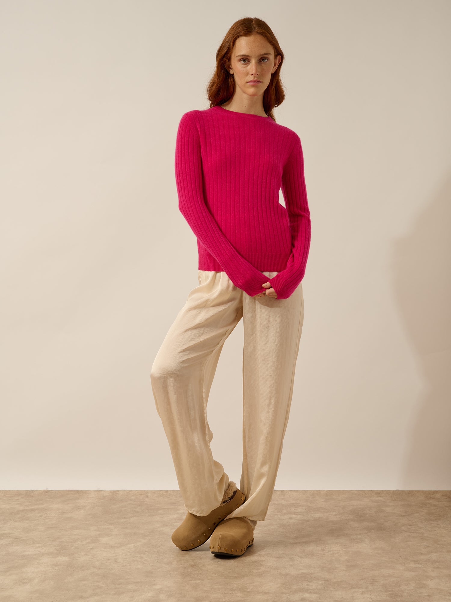 AVANA pull col rond fuchsia