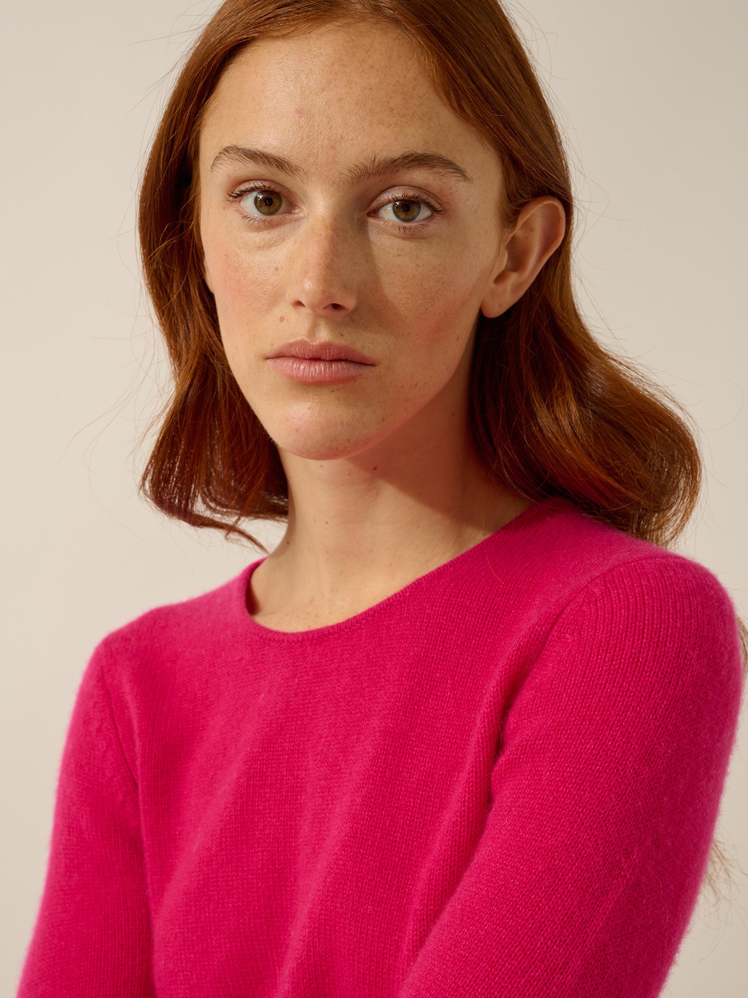 JOYCE pull col rond fuchsia