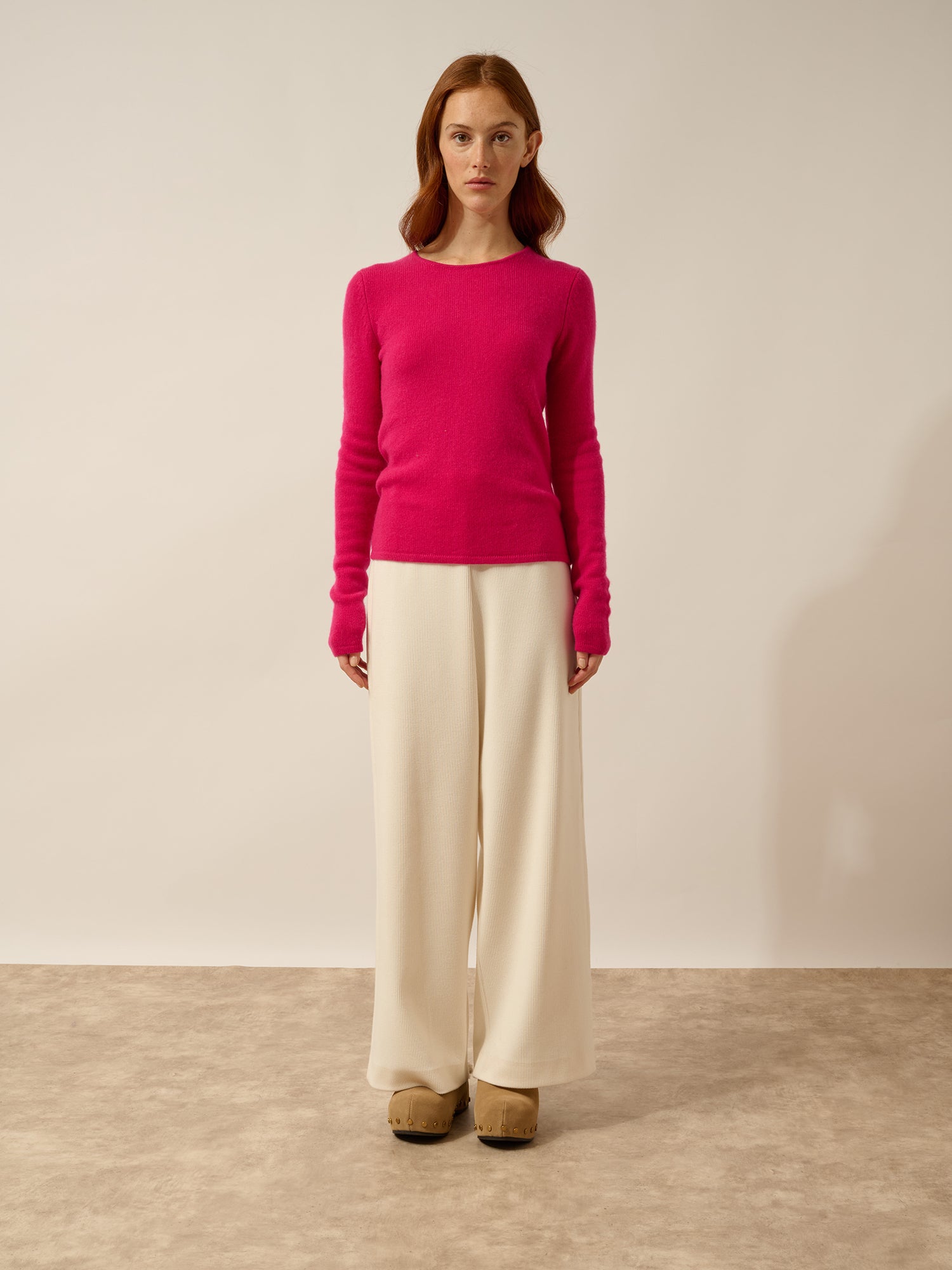 JOYCE pull col rond fuchsia