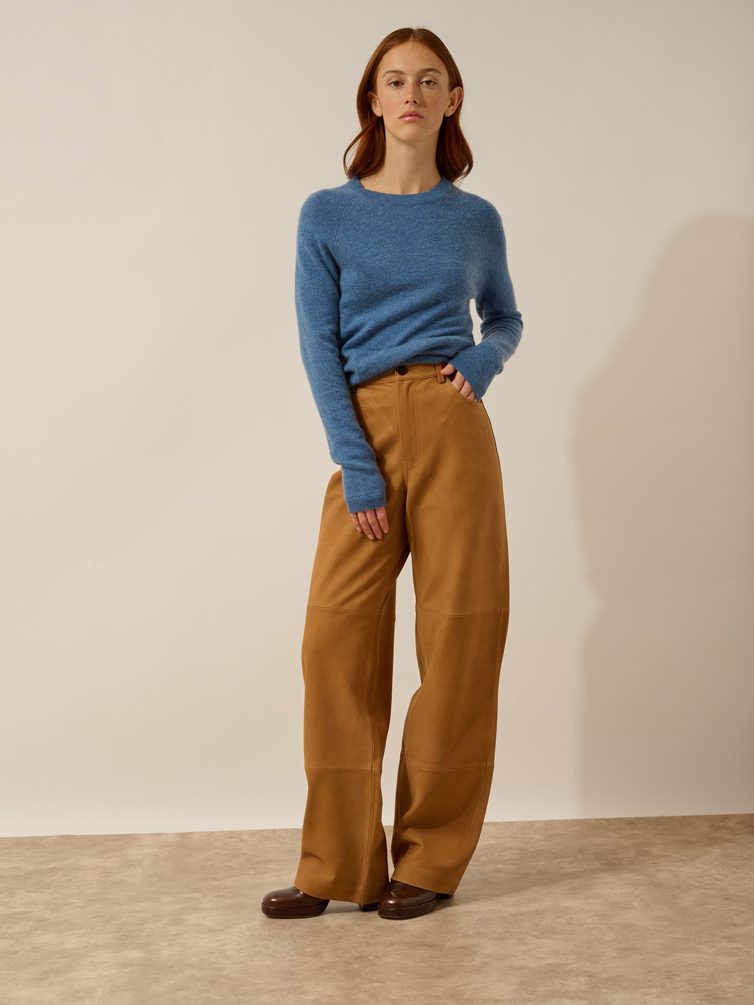 JANE pull col rond bleu denim