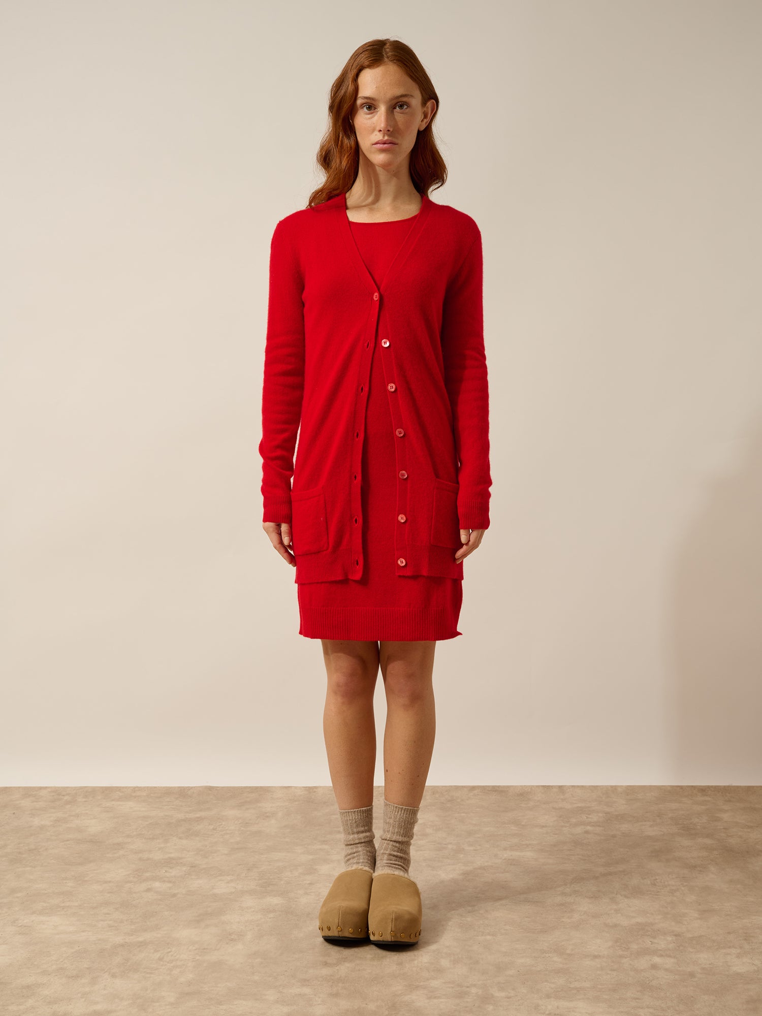 CHELSEA cardigan col v rouge