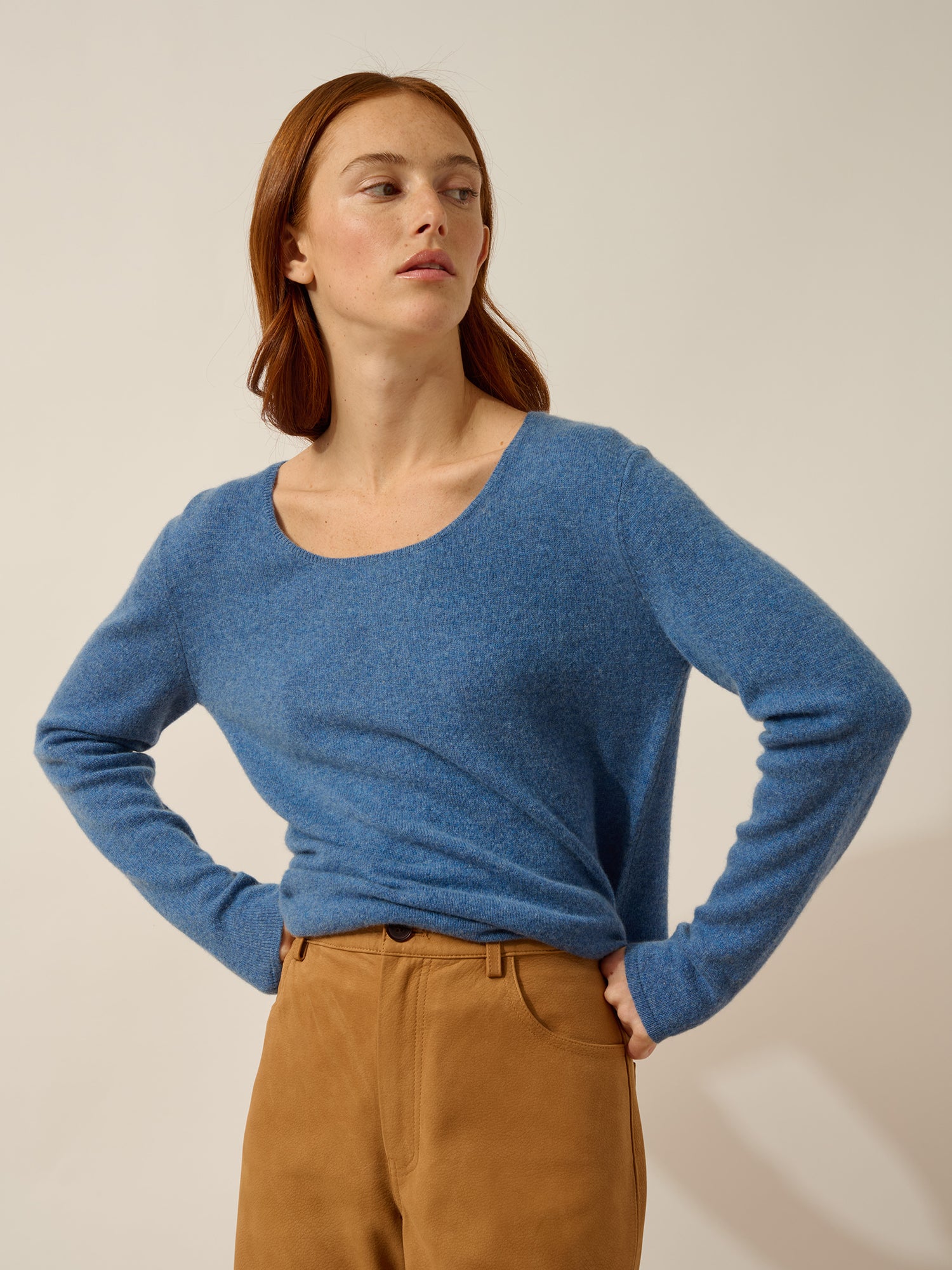 FIONA pull col bateau bleu denim