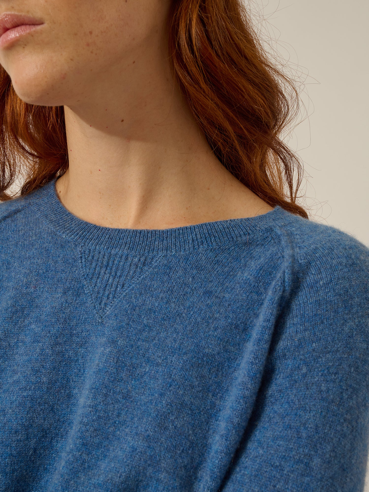 HELEN pull col rond bleu denim