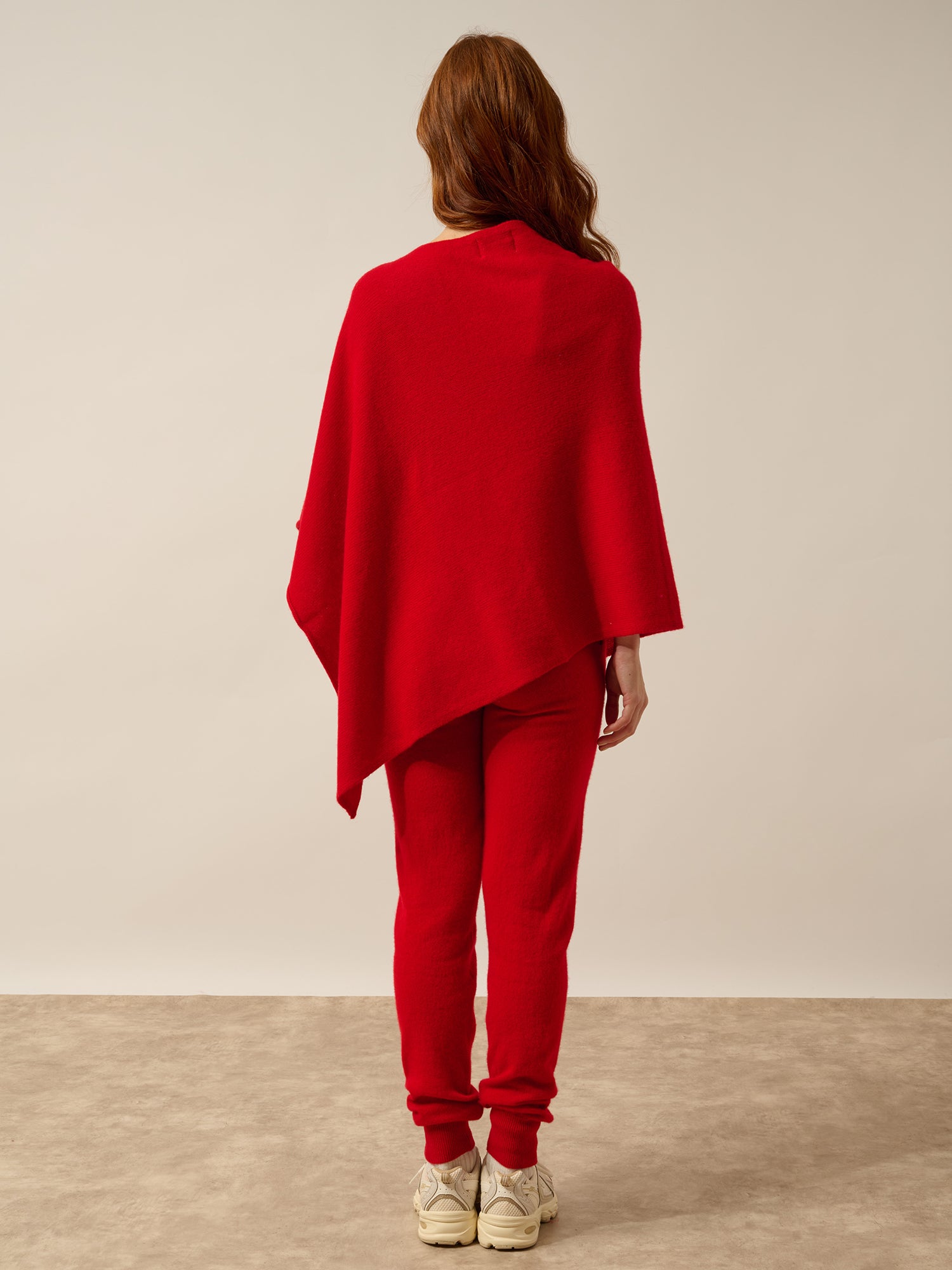 ASHLEY red boat-neck poncho