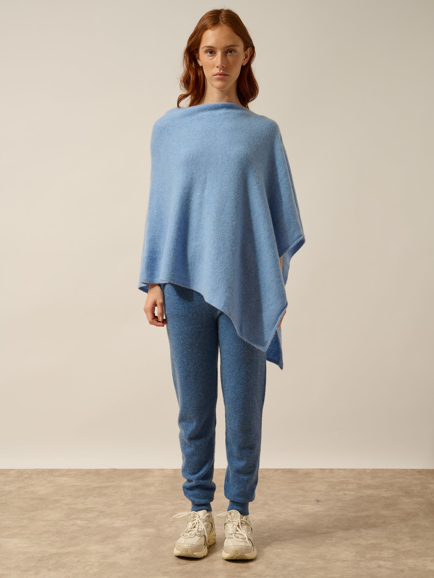 ASHLEY poncho col bateau sky
