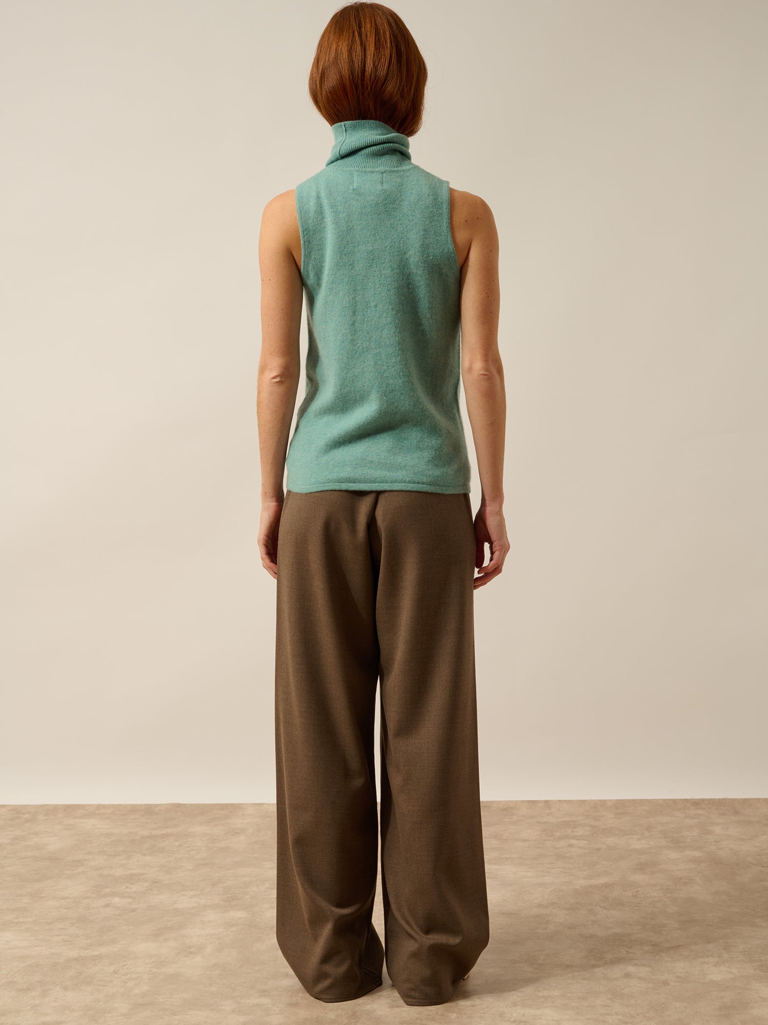 VIOLET mottled green turtle-neck top