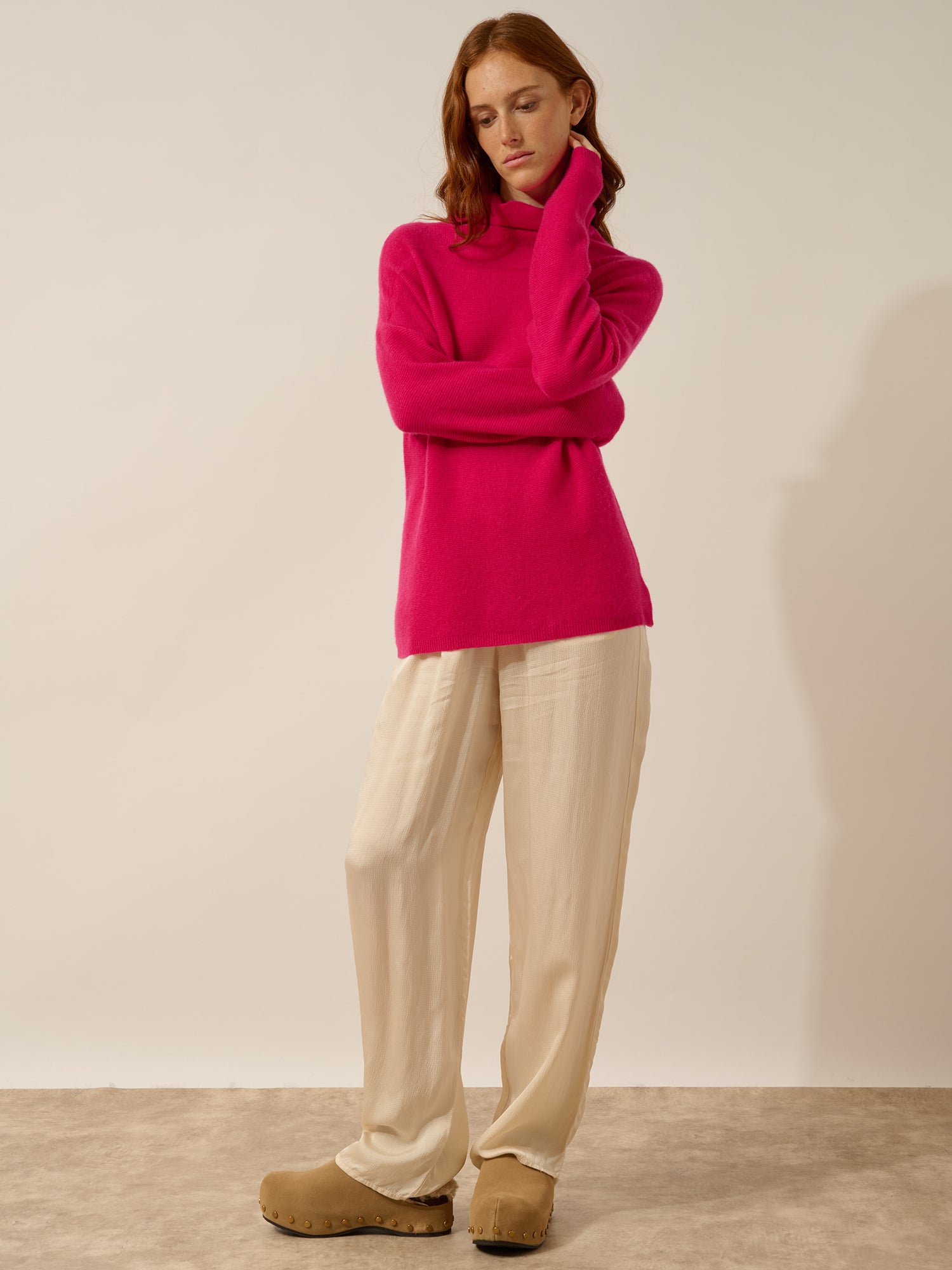 BLANTYRE pull col roulé fuchsia