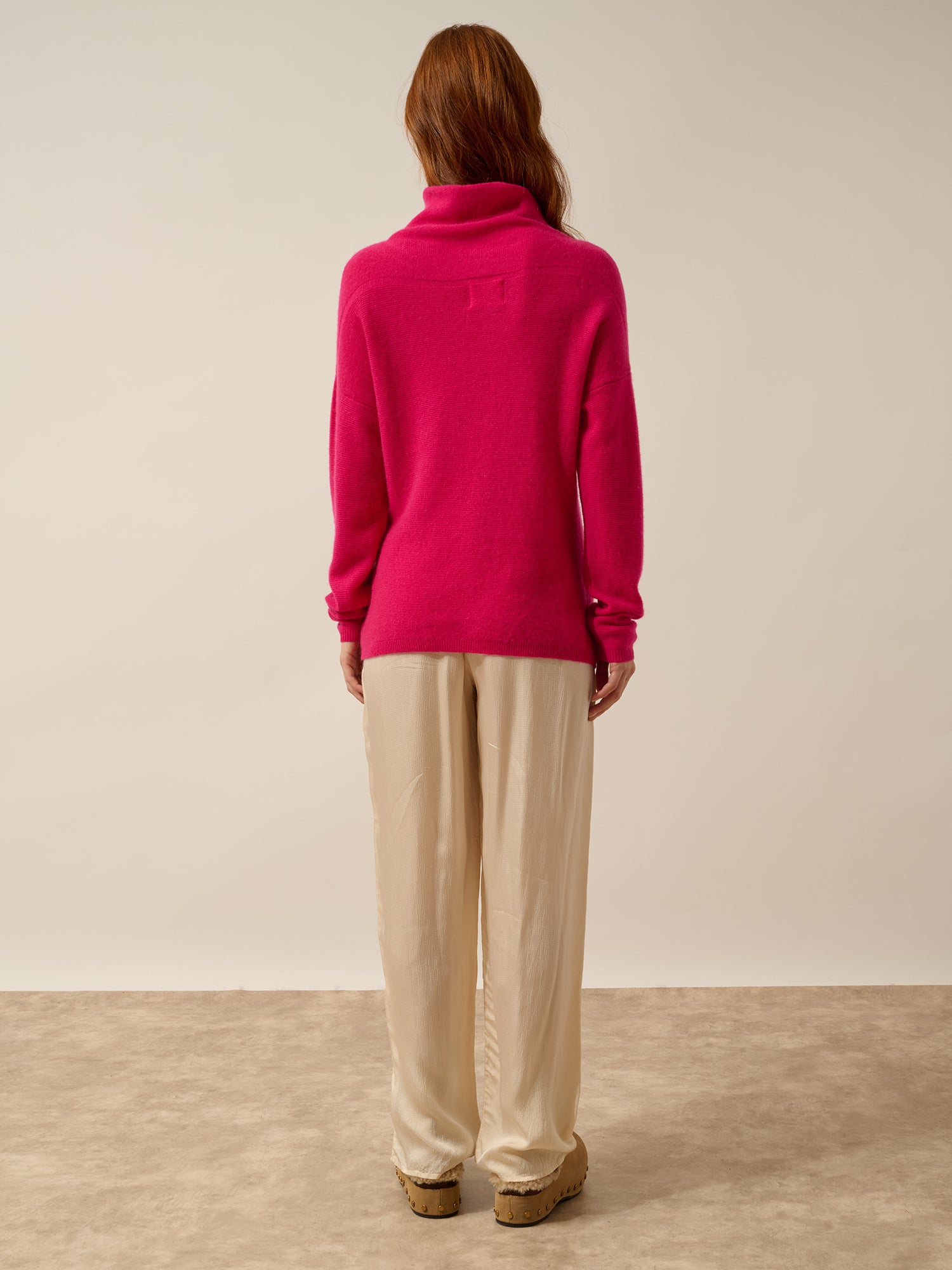 BLANTYRE pull col roulé fuchsia