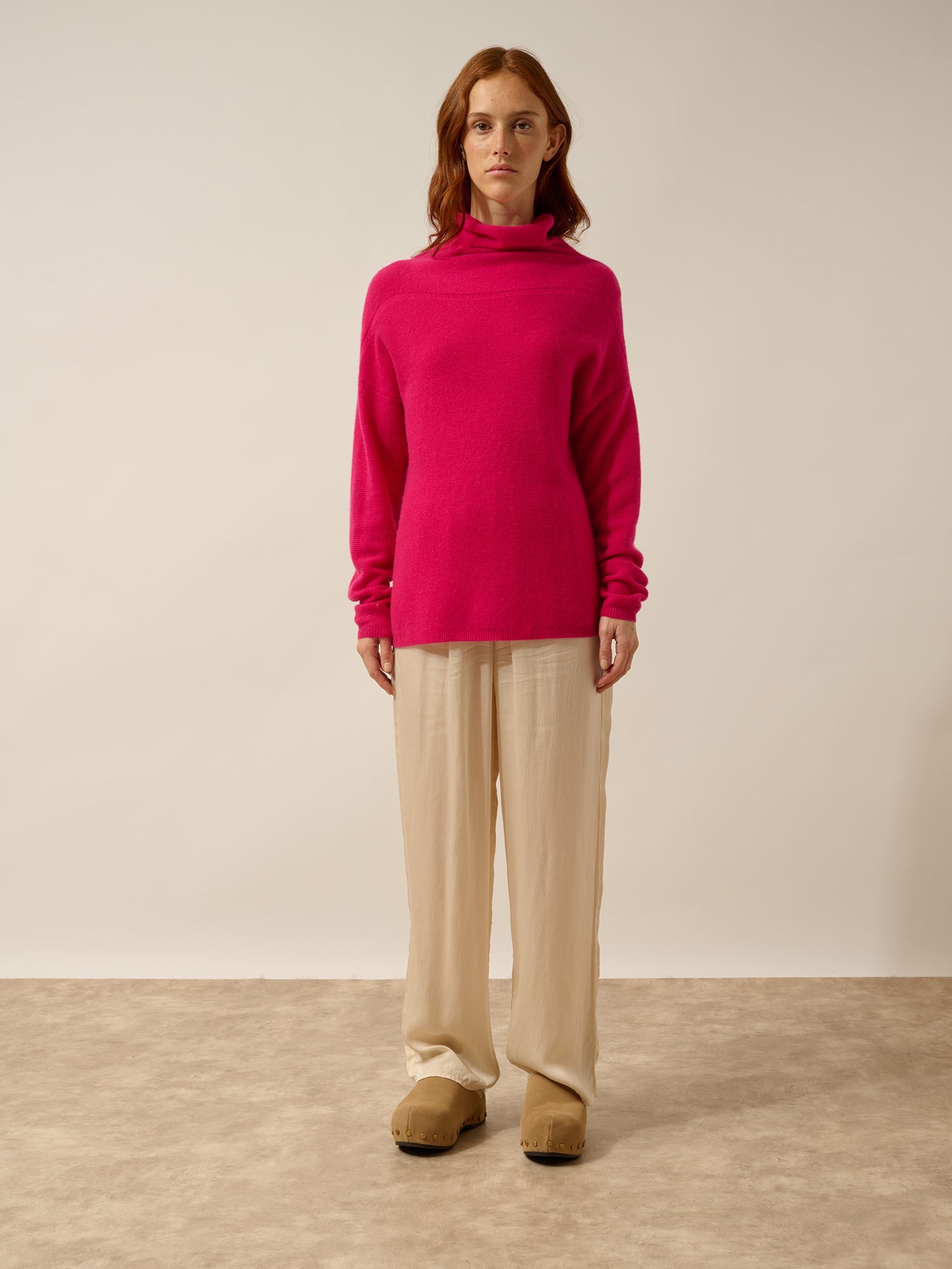 BLANTYRE pull col roulé fuchsia