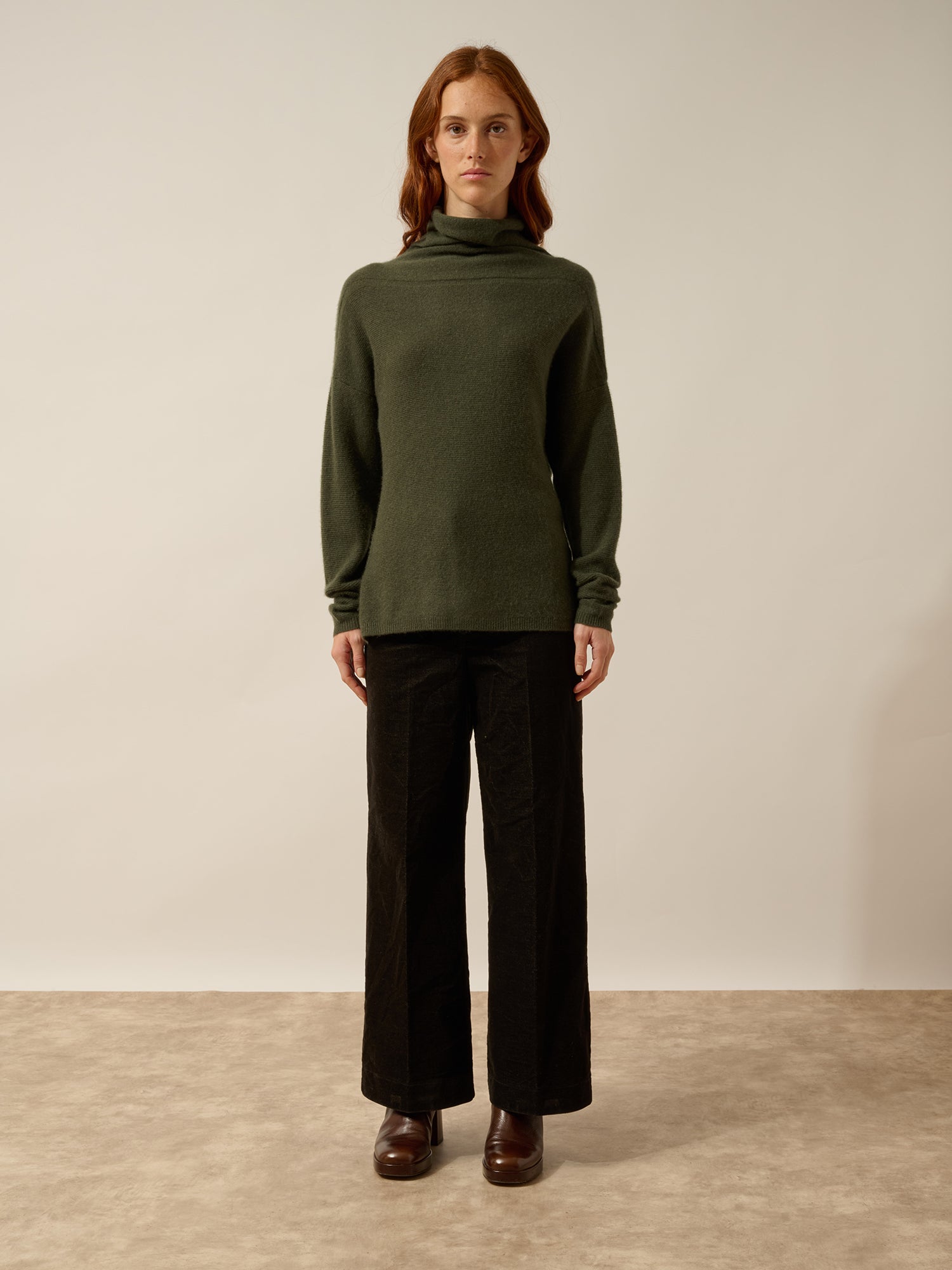 BLANTYRE pull col roulé kaki