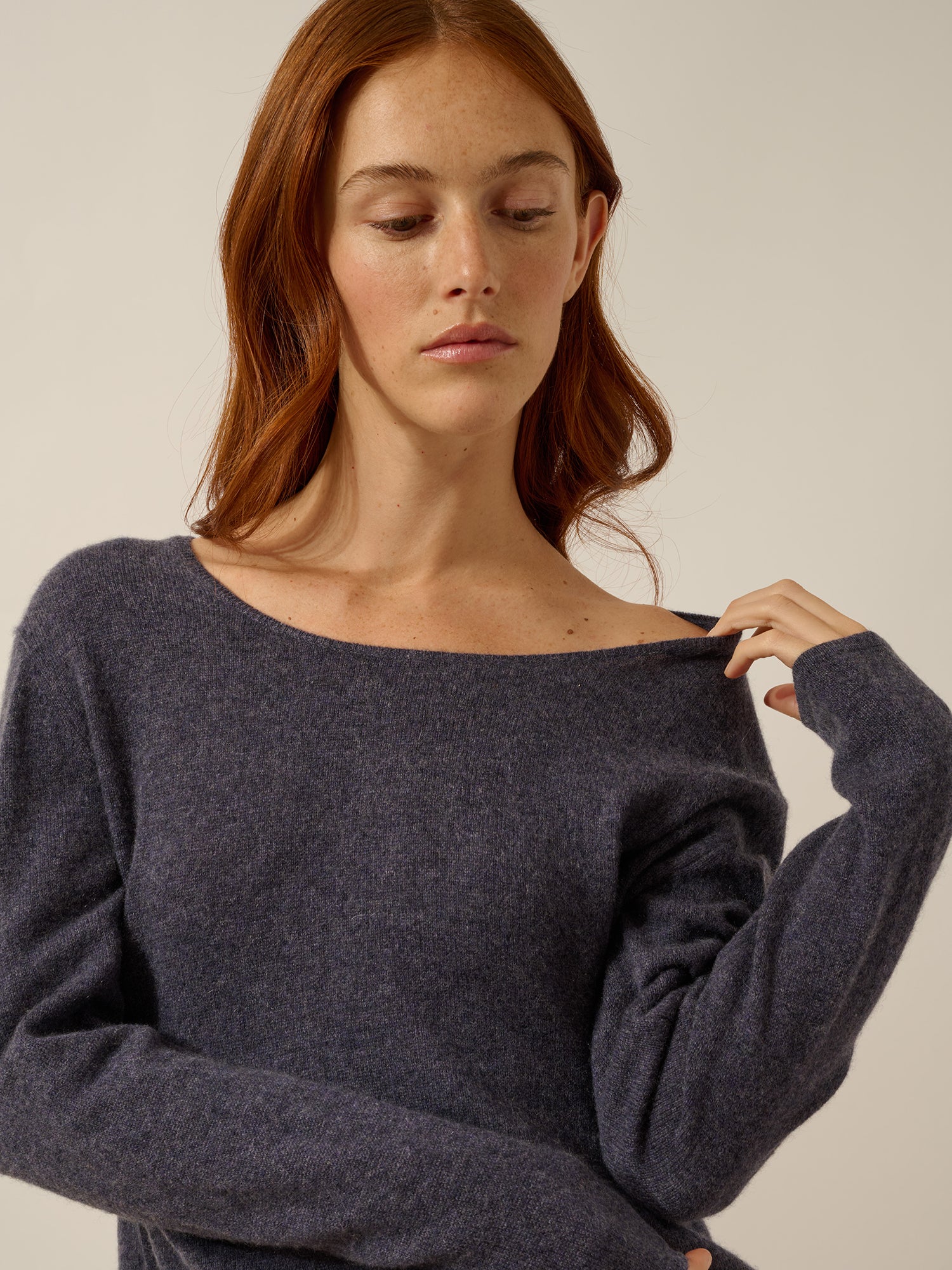 FIONA pull col bateau violet gris chiné