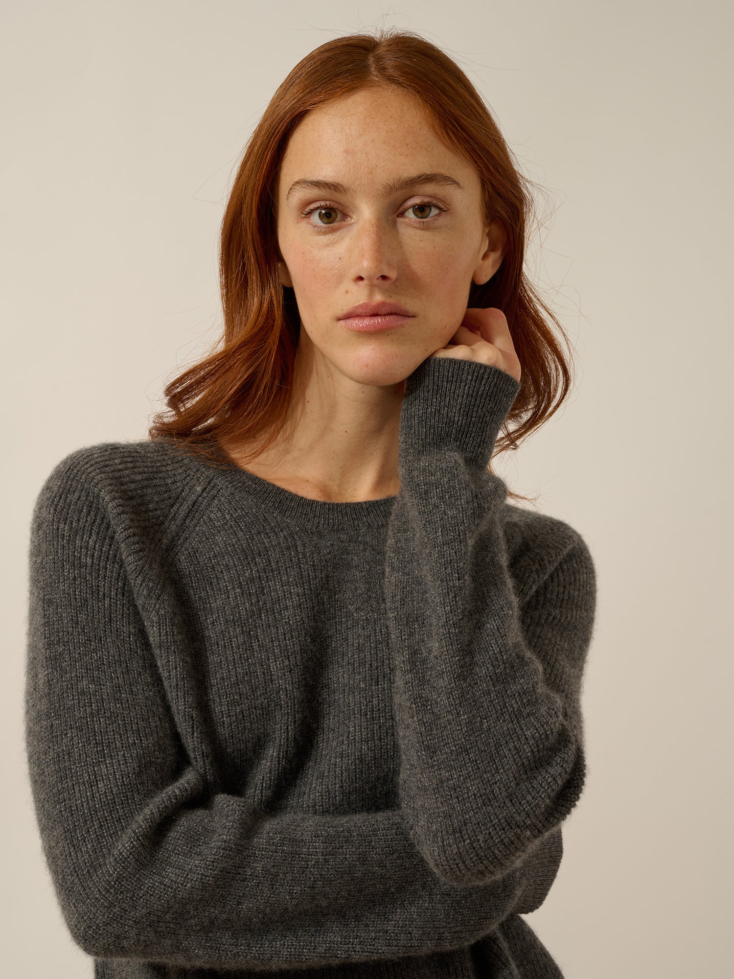 ISADORA pull col rond anthracite chiné