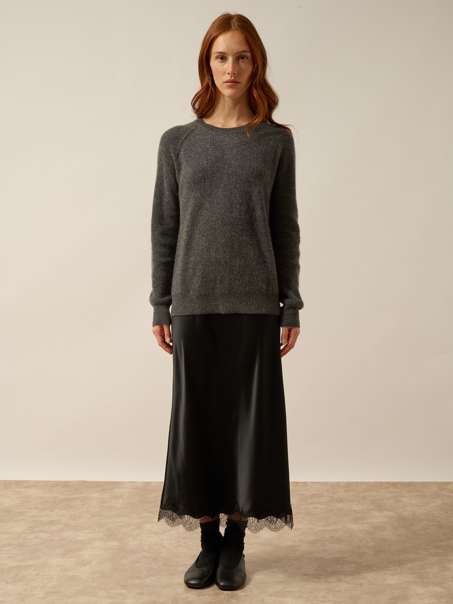 ISADORA pull col rond anthracite chiné
