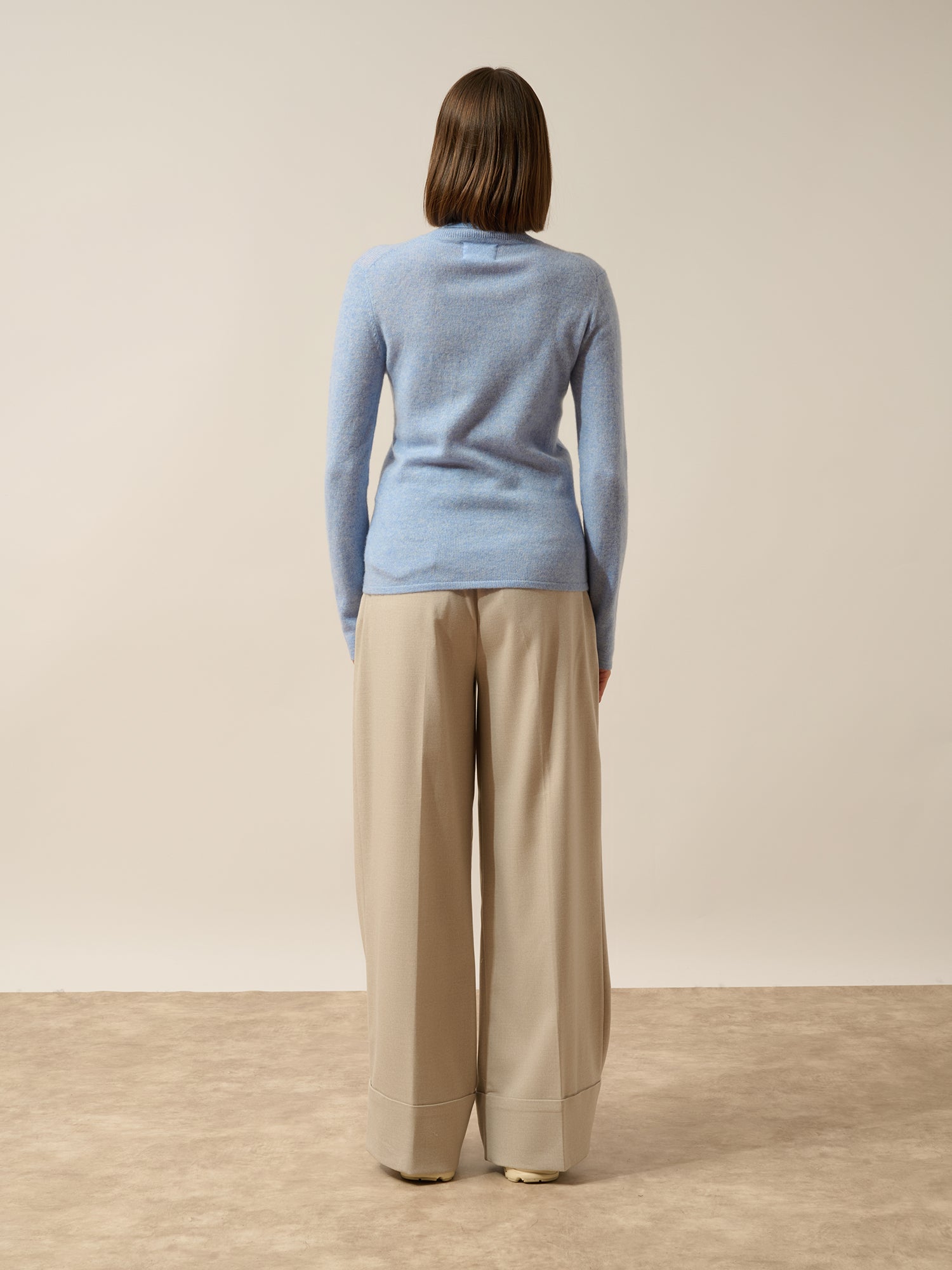 AVA pull col roulé bleu ciel chiné