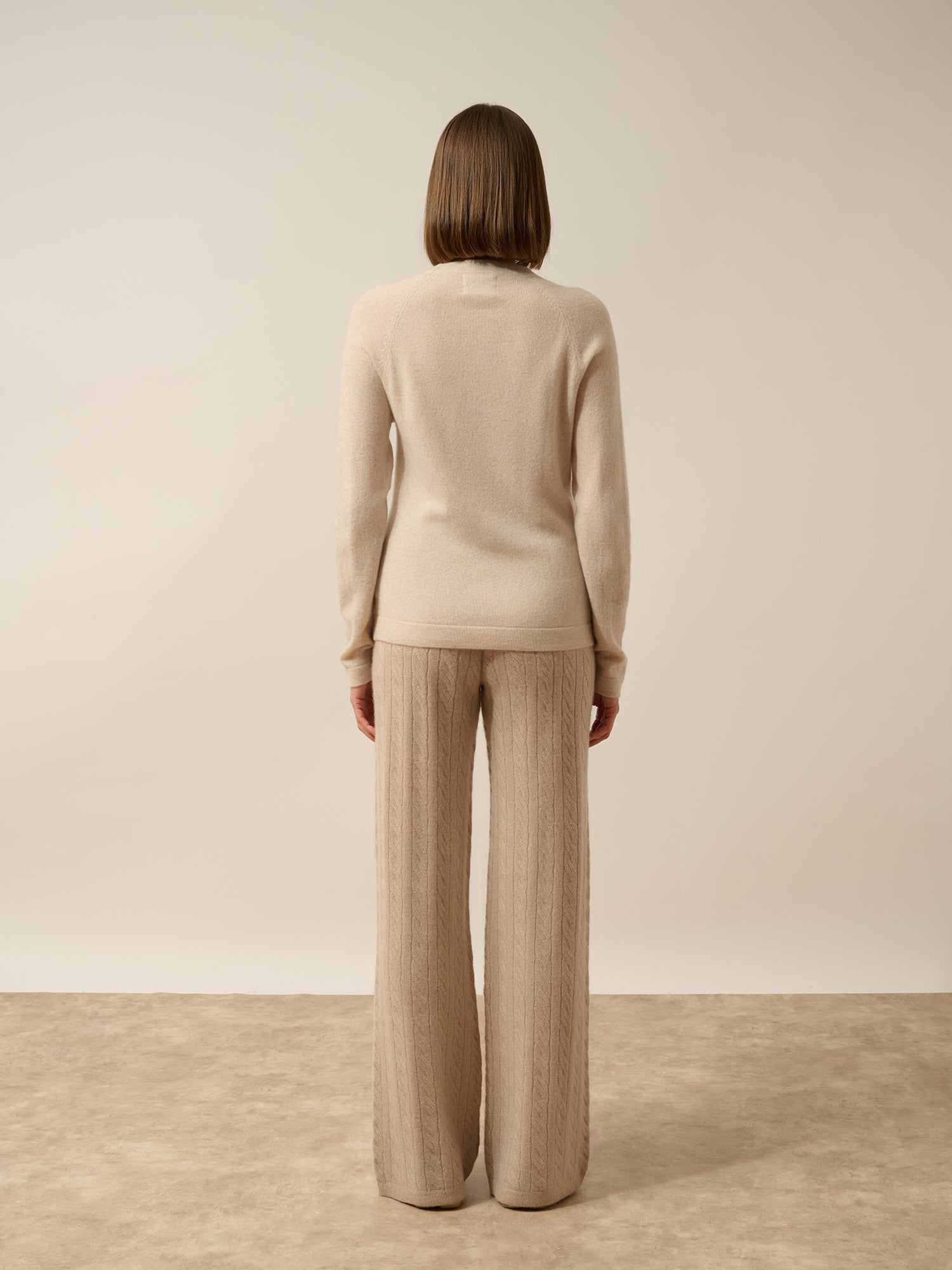 JANE pull col rond beige chiné