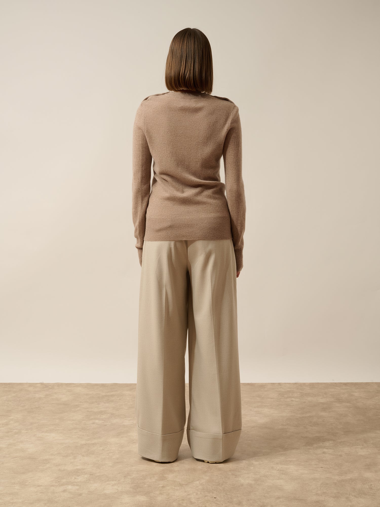 JEANNE pull col rond marin taupe clair chiné