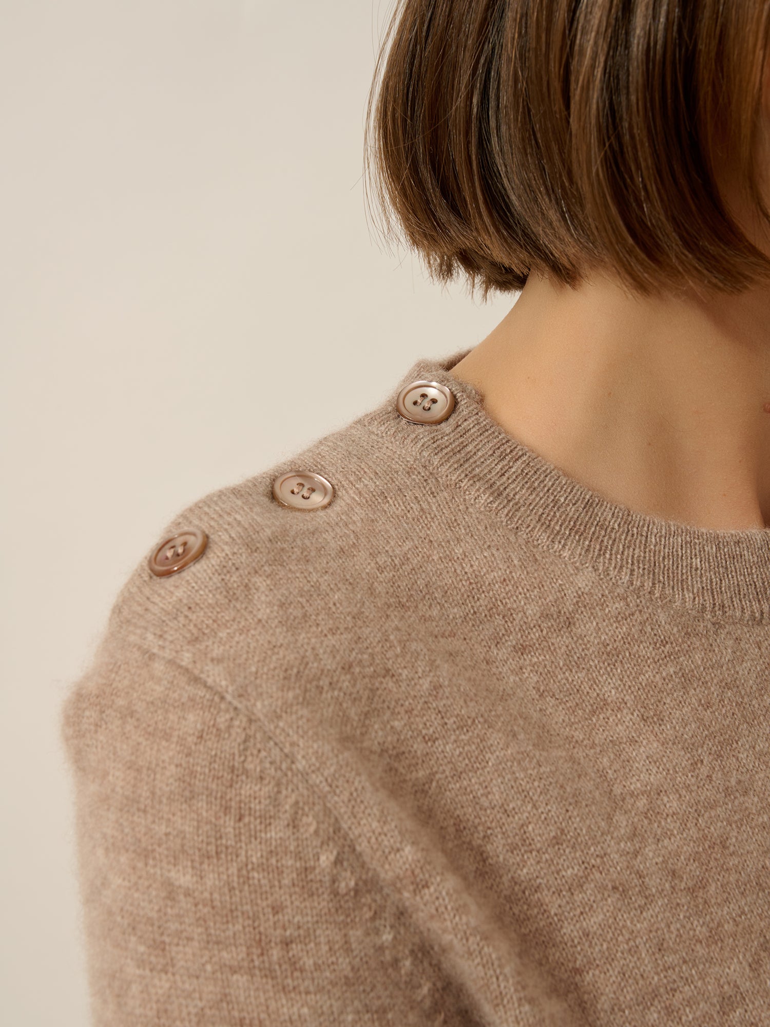 JEANNE pull col rond marin taupe clair chiné