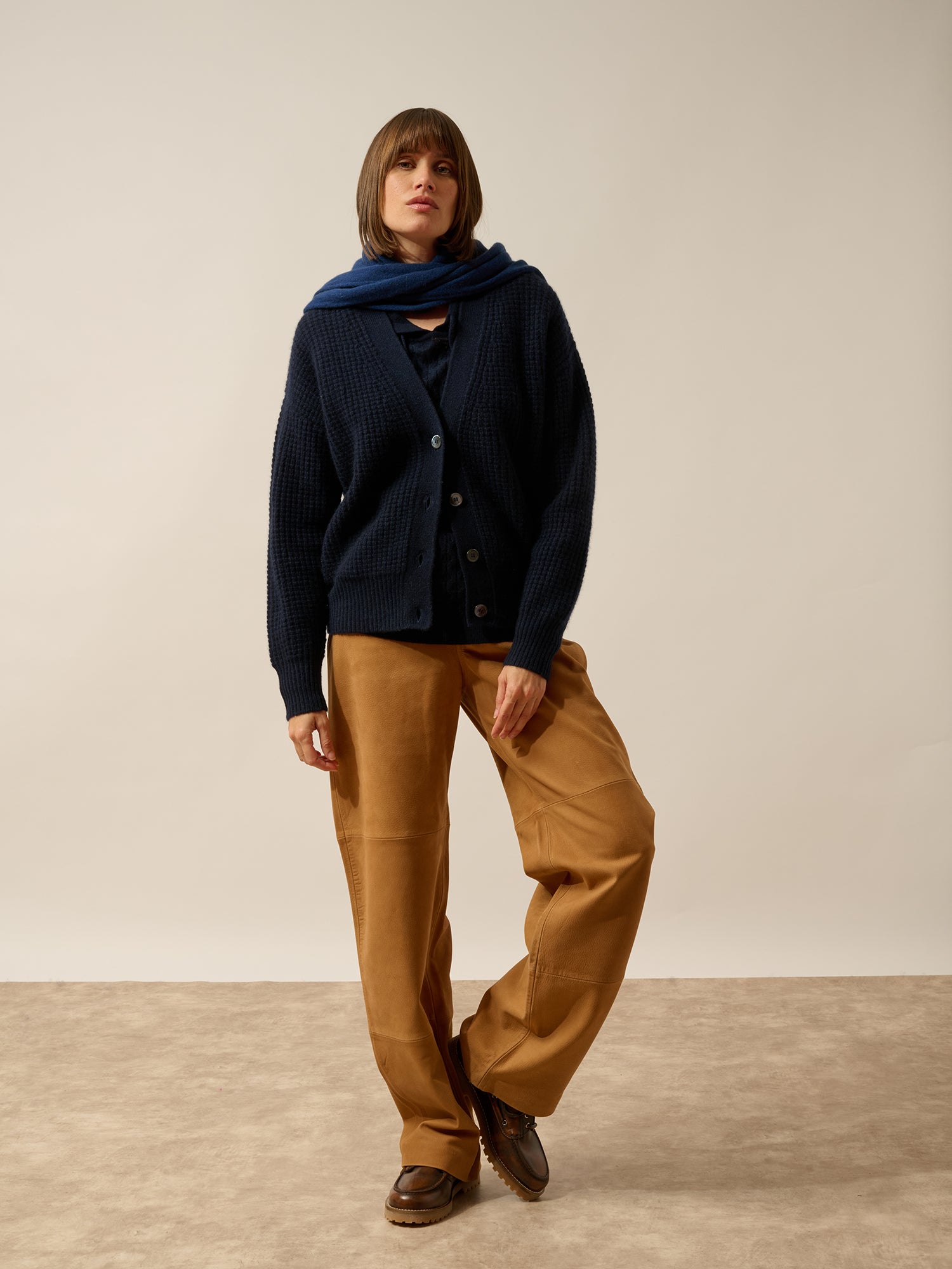 CLARA cardigan col v 6 fils navy