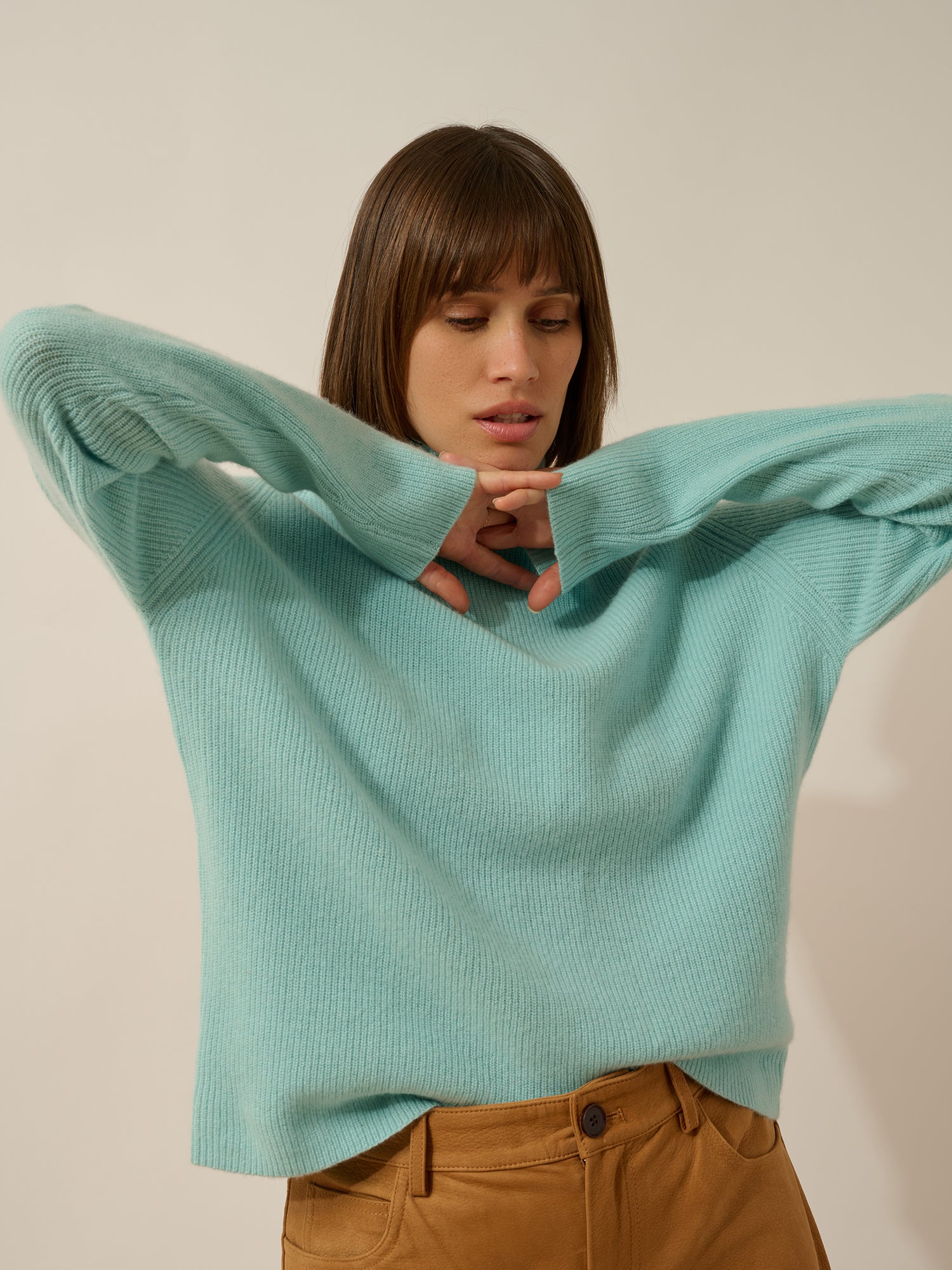 ALYSSA pull col montant aqua