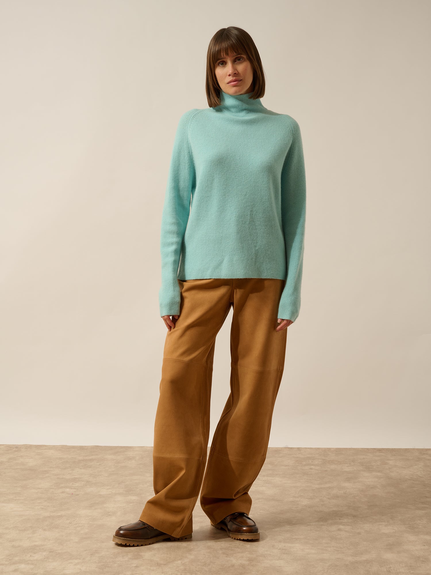 ALYSSA pull col montant aqua