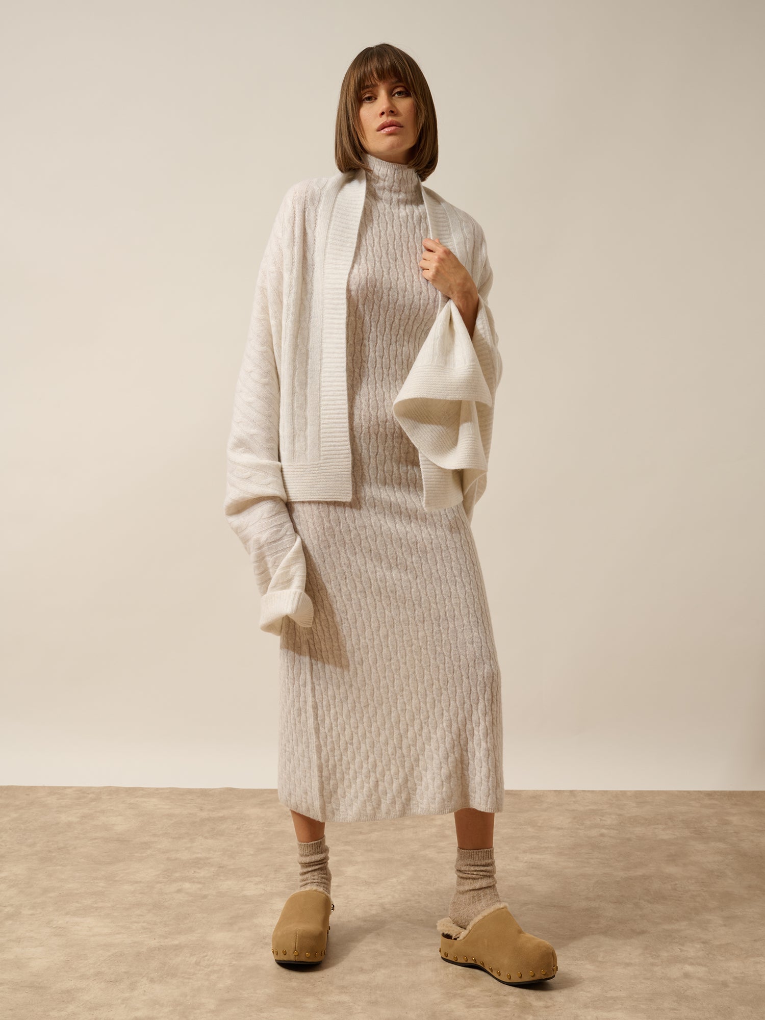 CLARIBEL plaid 4 fils blanc chiné