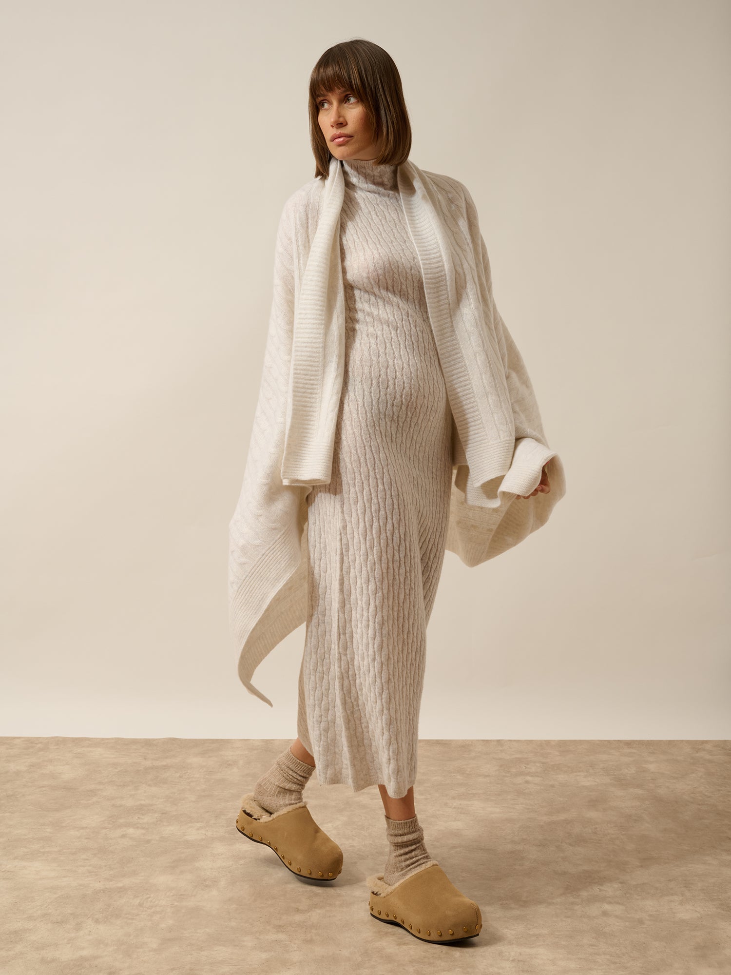 CLARIBEL plaid 4 fils blanc chiné