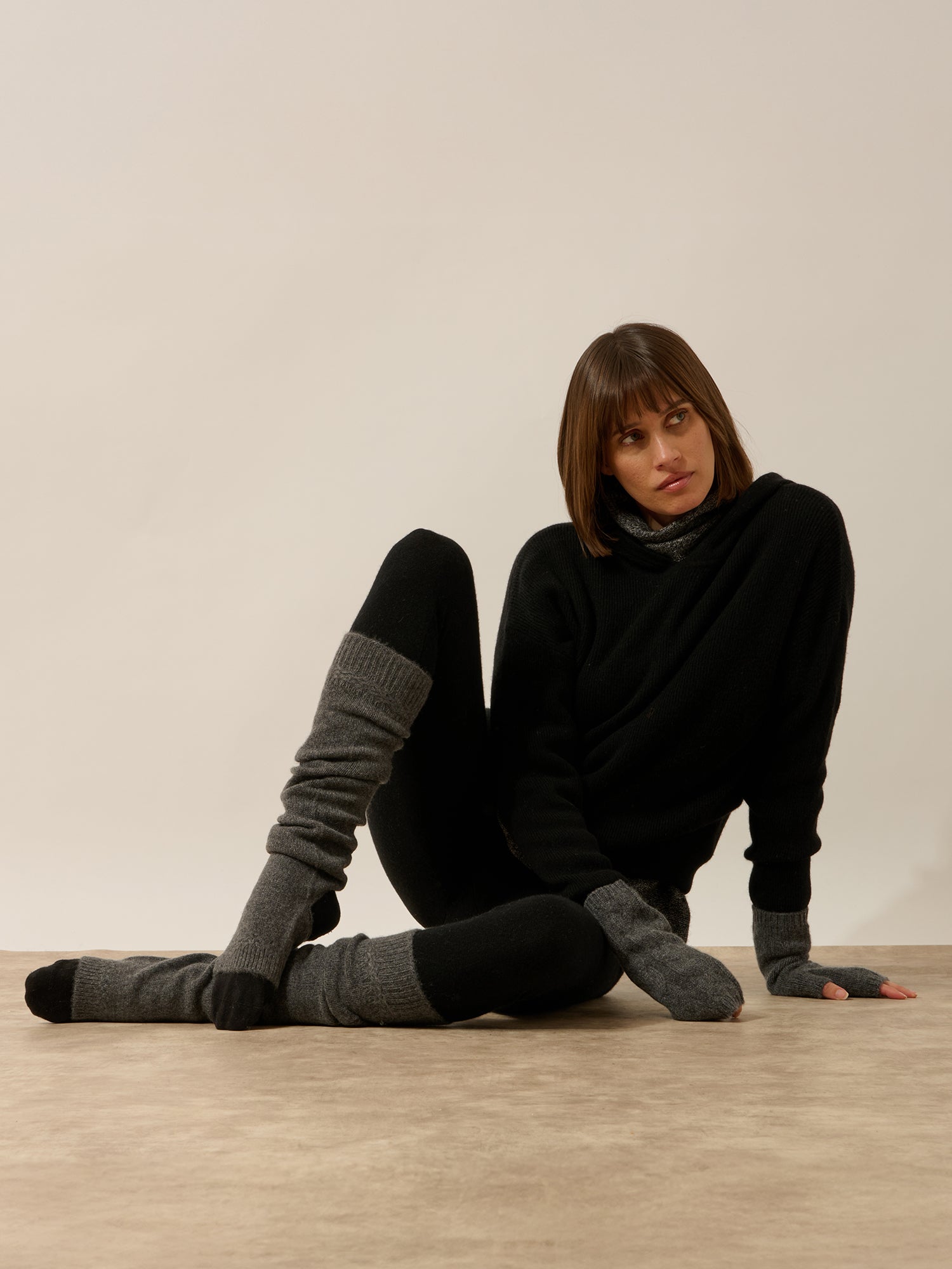 MABEL guêtres 4 fils anthracite chiné