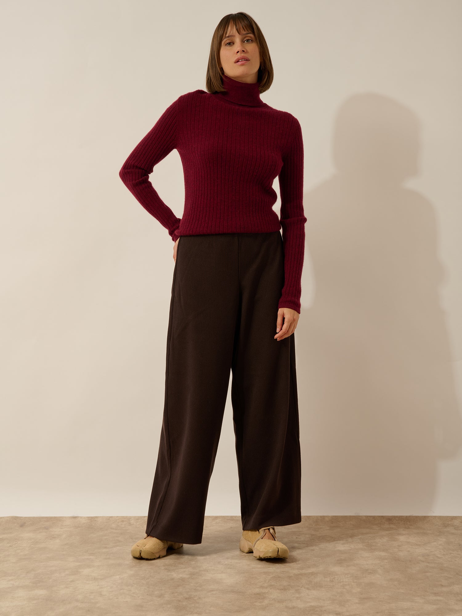 HYPNOS pull col roulé mûre