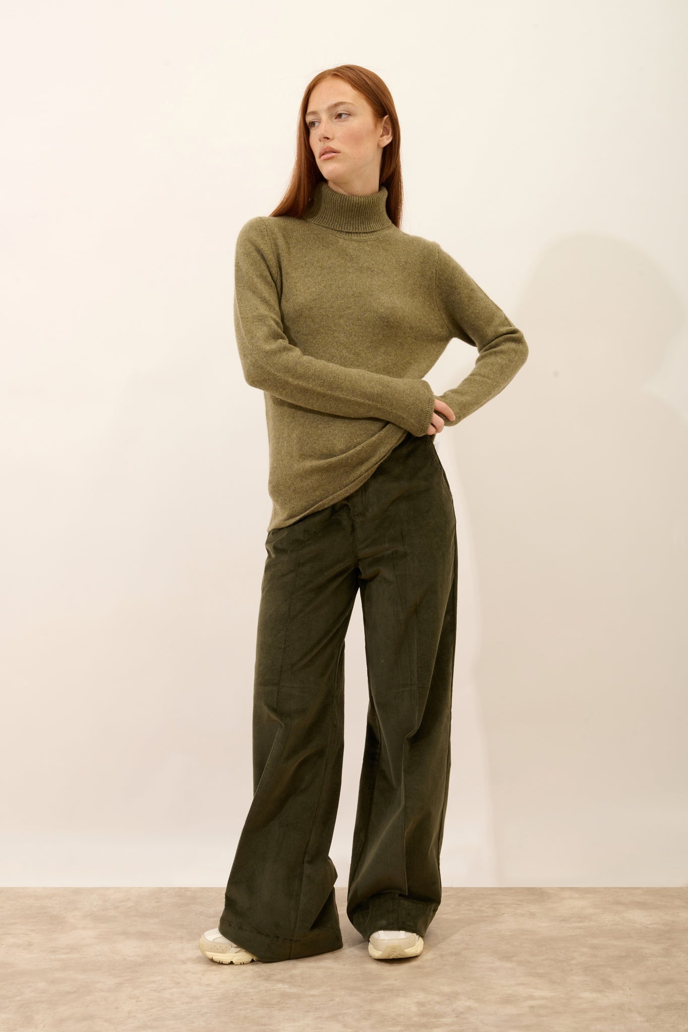 JUNE pull col roulé 4 fils bronze chiné