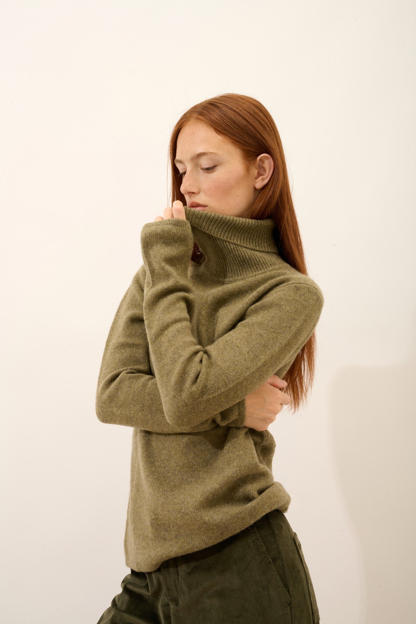 june pull col roulé 4 fils bronze chiné 100% cachemire