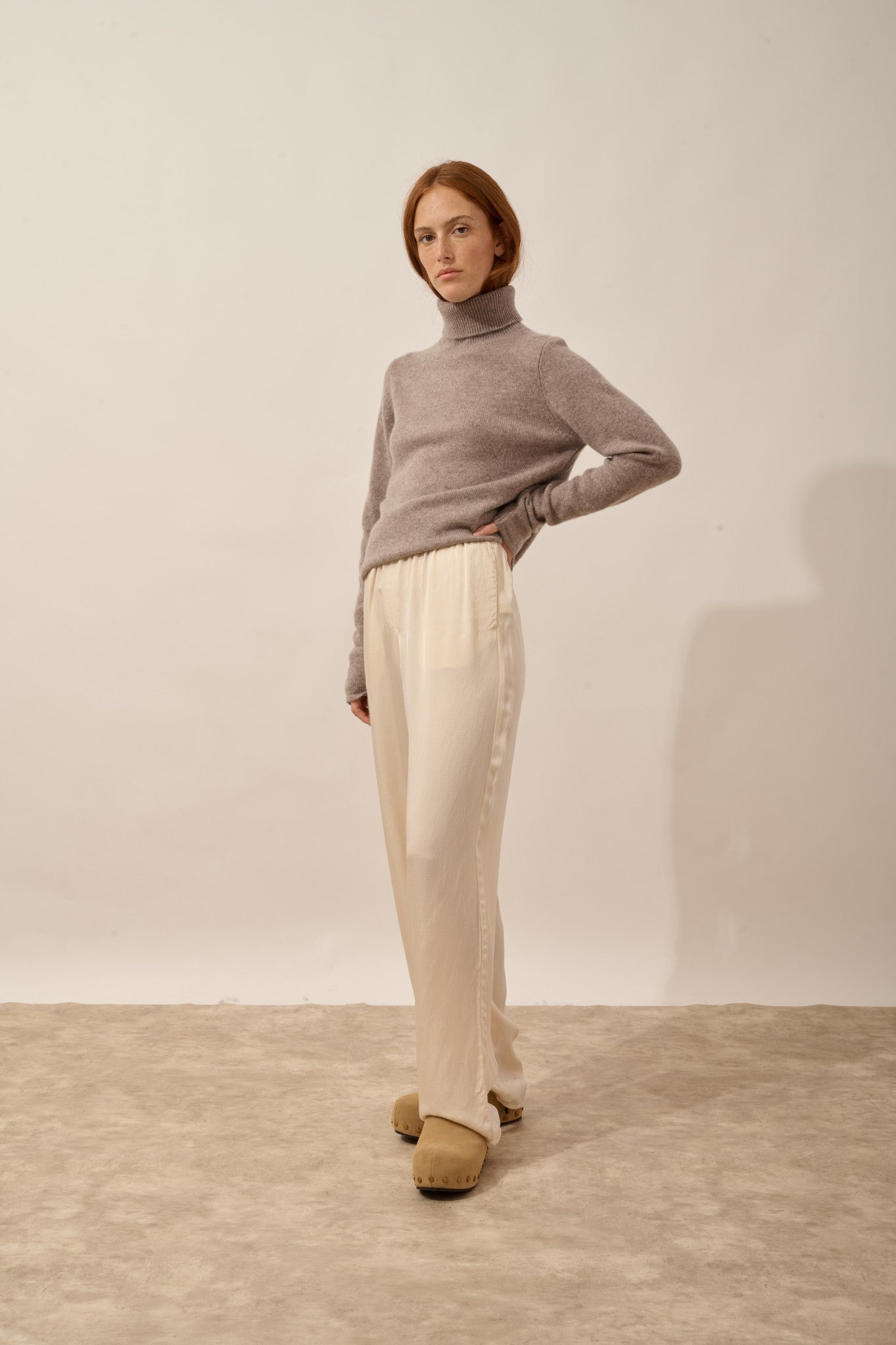 june pull col roulé 4 fils caribou chiné