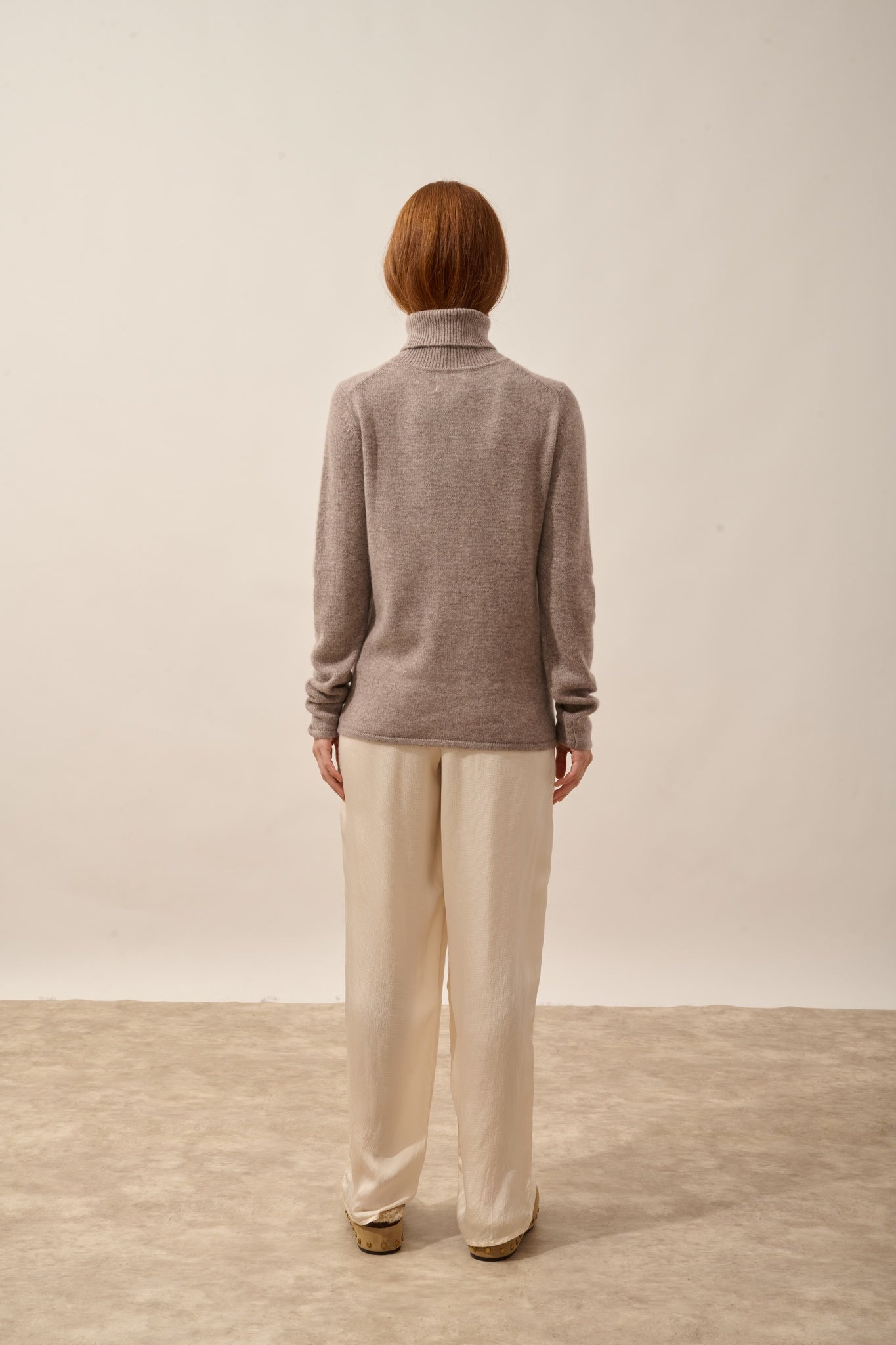 JUNE pull col roulé 4 fils caribou chiné