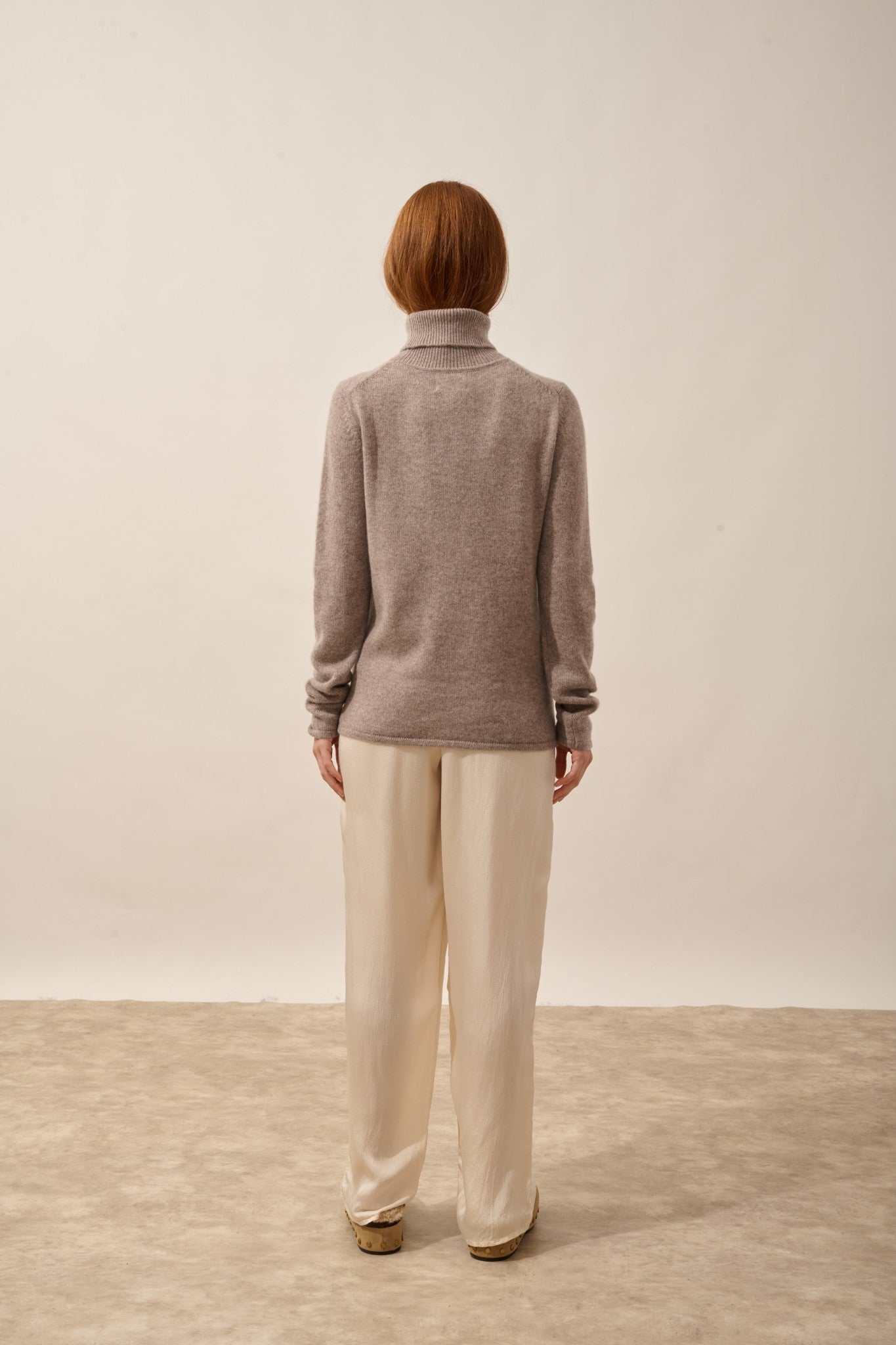 june pull col roulé 4 fils caribou chiné