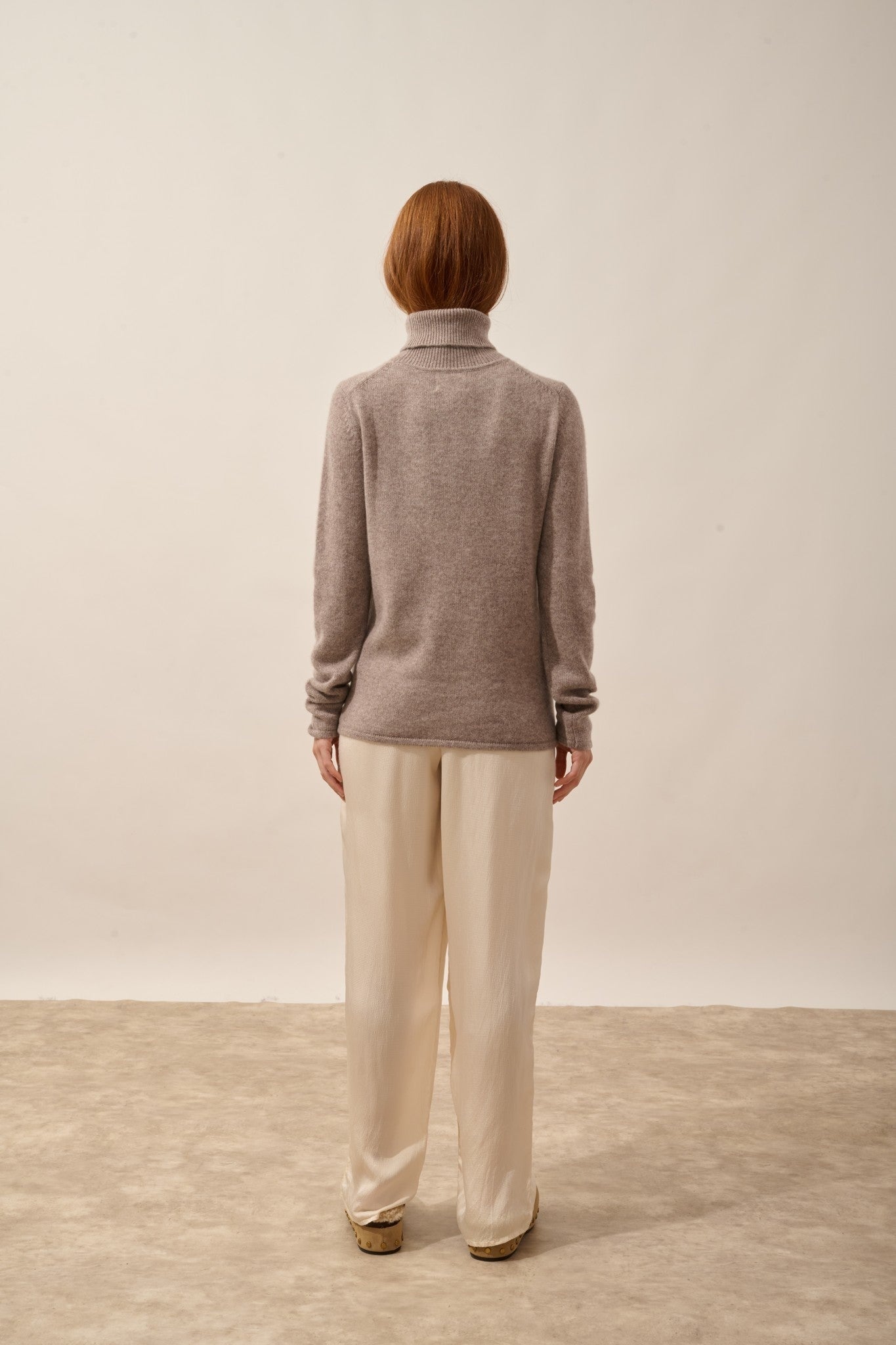 june pull col roulé 4 fils caribou chiné