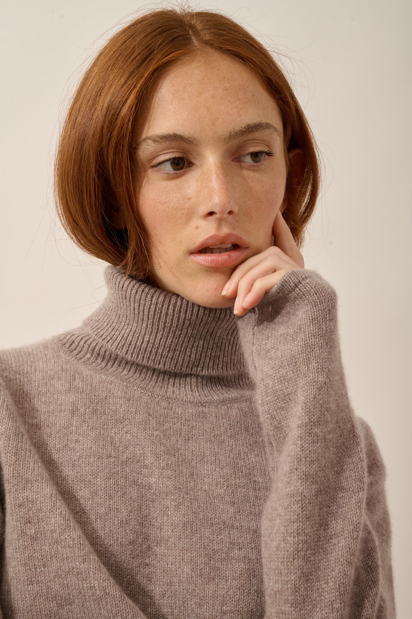 june pull col roulé 4 fils caribou chiné