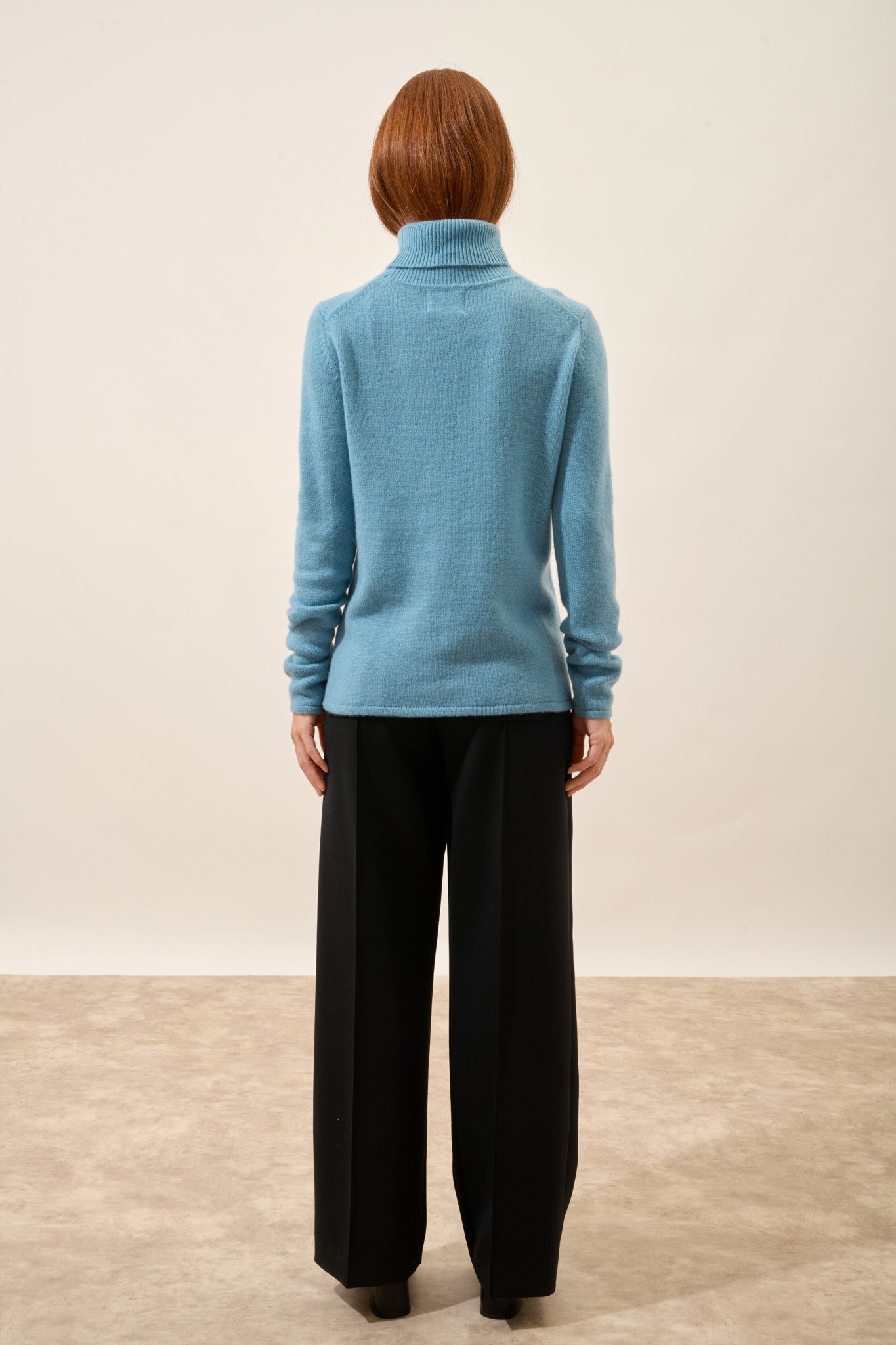 june pull col roulé 4 fils petrole clair 100% cachemire