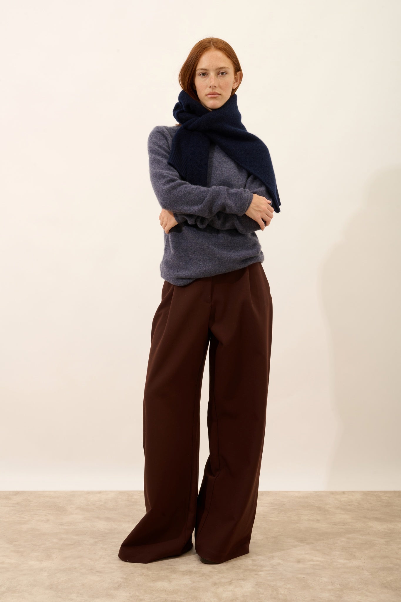 JUNE pull col roulé 4 fils violet gris chiné